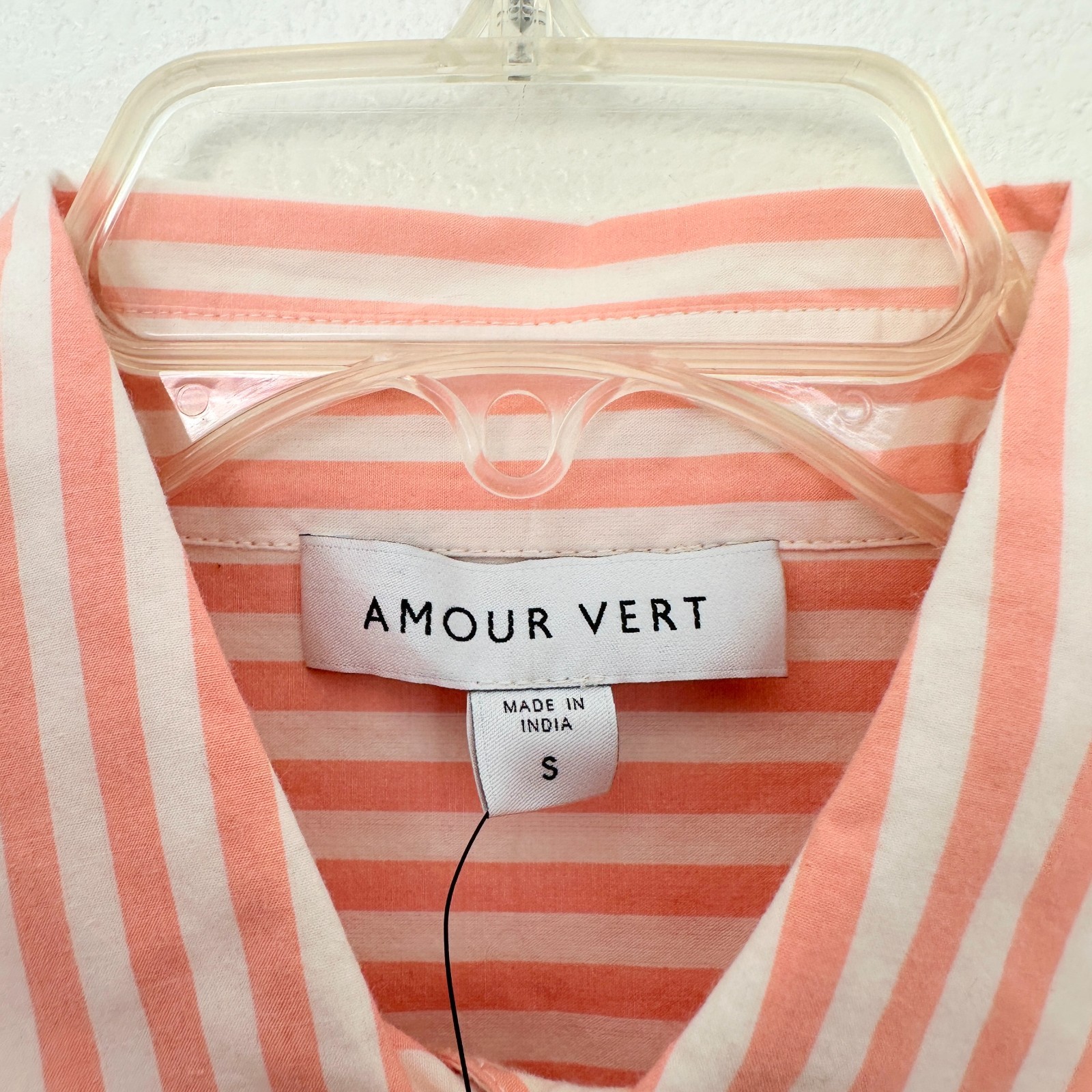 NWT Amour Vert Henri Striped Button Down Shirt Apricot Orange White Womens Small