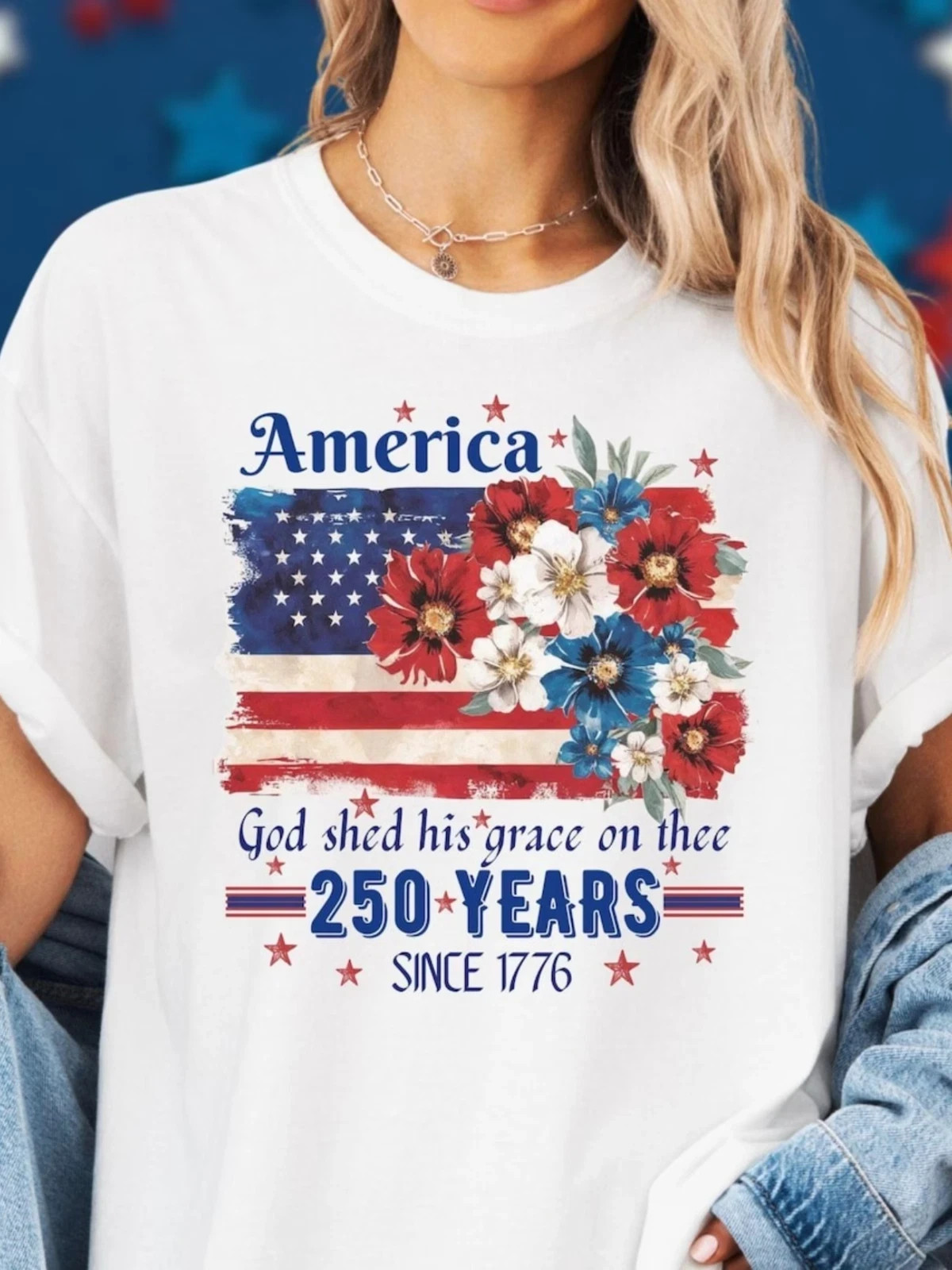 America 250 Years T-Shirt US 250th Anniversary Since 1776 Patriotic Floral Tee