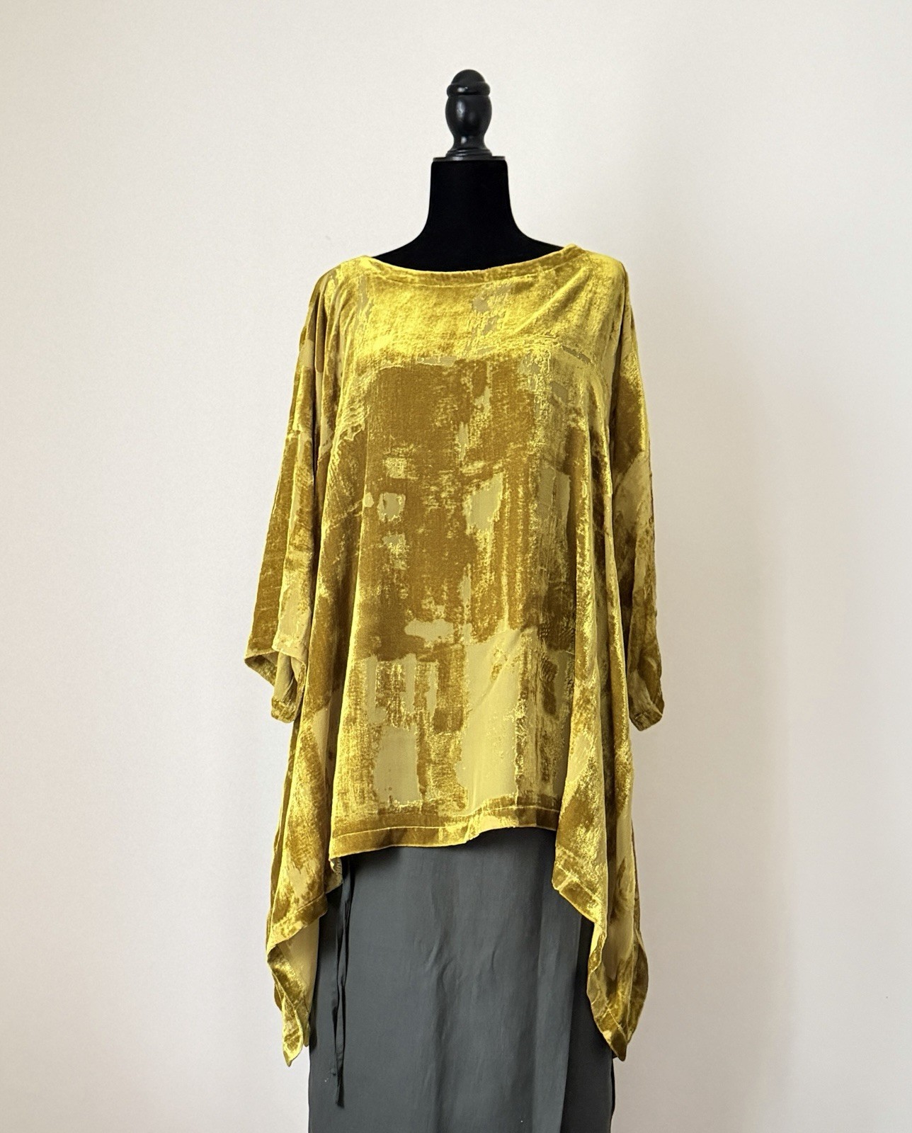 Eskandar Burnout Devoré Velvet Tunic 3/4 Sleeve sz 1 England NWOT