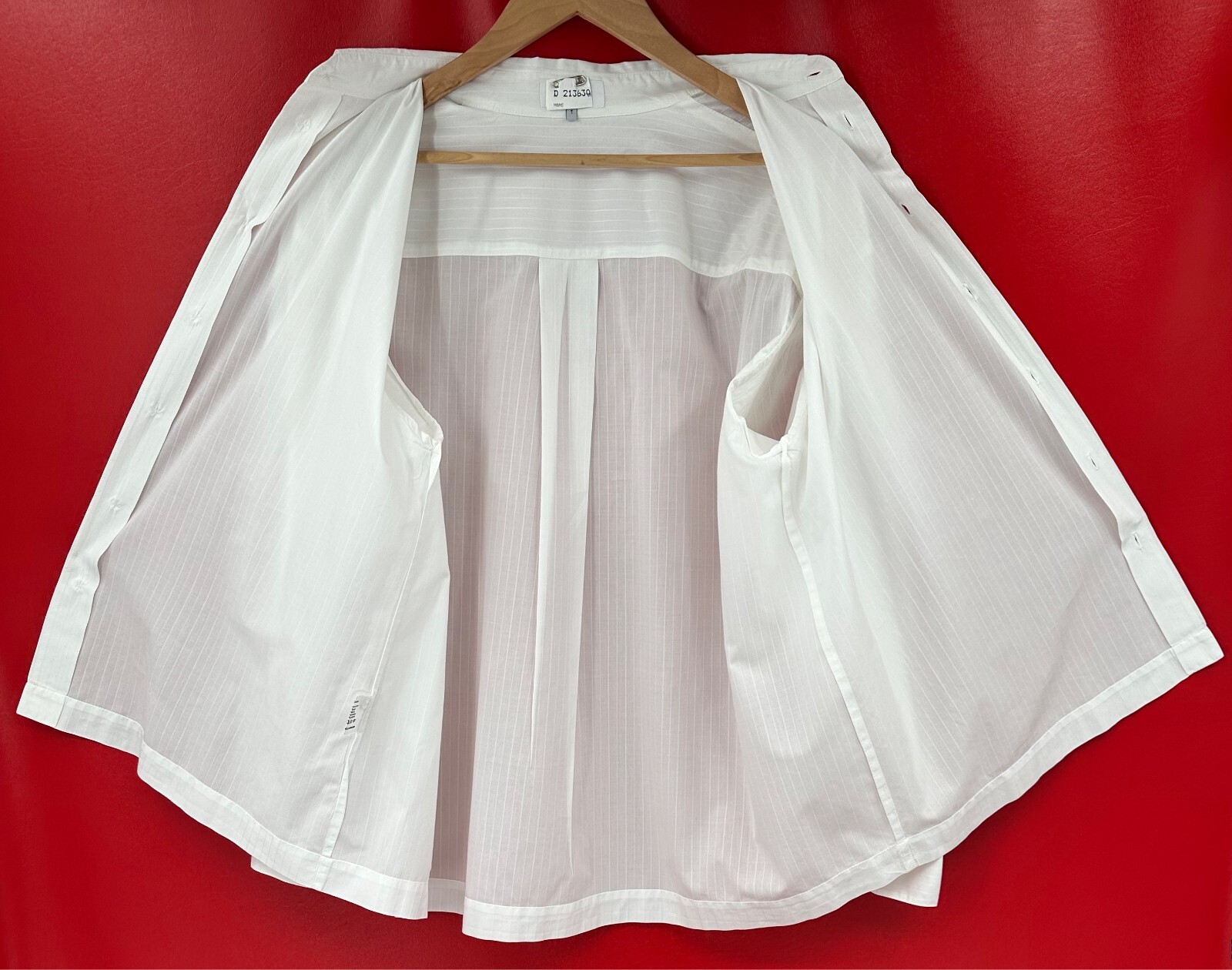 eskandar Boxy White Pin Striped 100% Cotton Blouse Top Dry Clean Sz 1 US 10 – 12