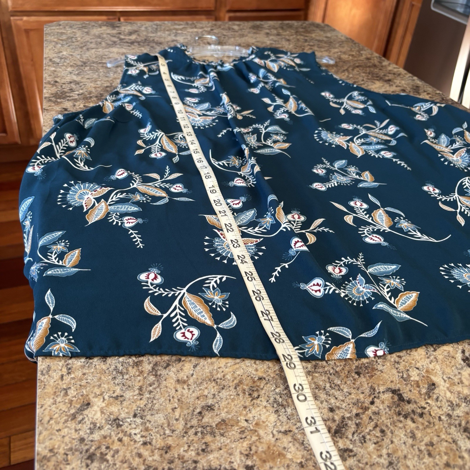 Ann Taylor Sz 24/26 Round Neck Green Floral Top Sleeveless Tie Back
