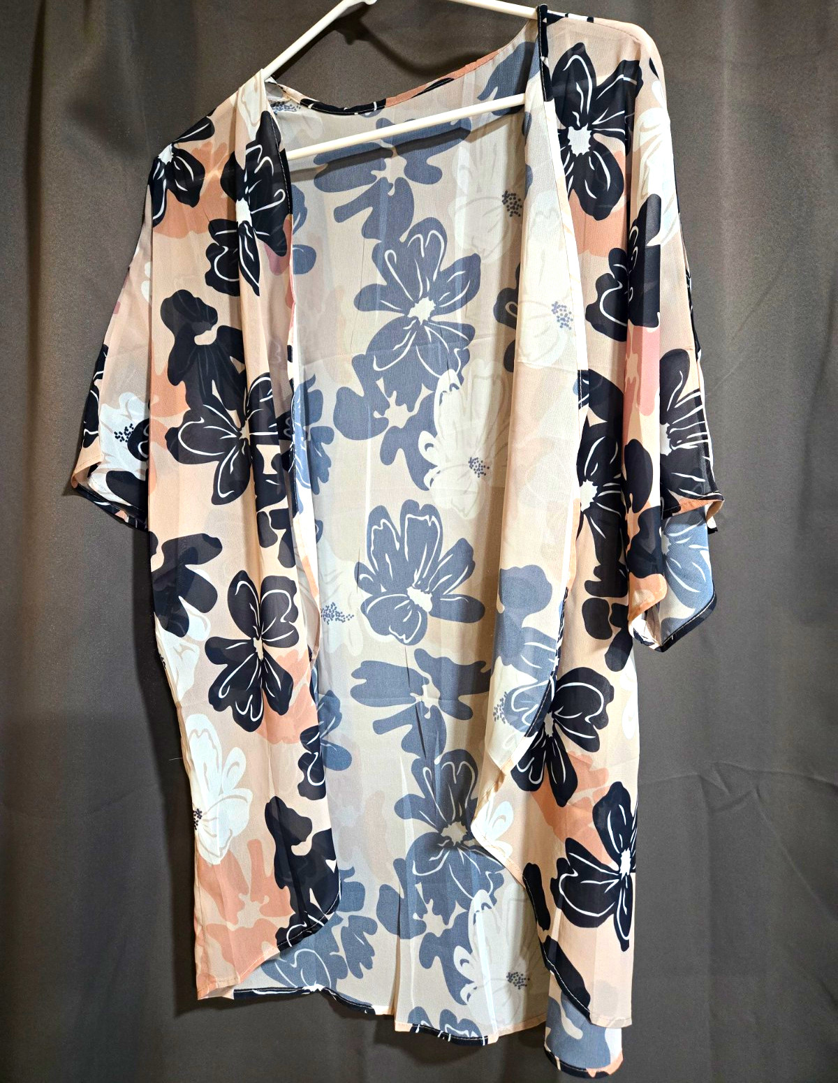 Women’s Floral Open Front Kimono Top Chiffon Lightweight Polyester/Spandex L