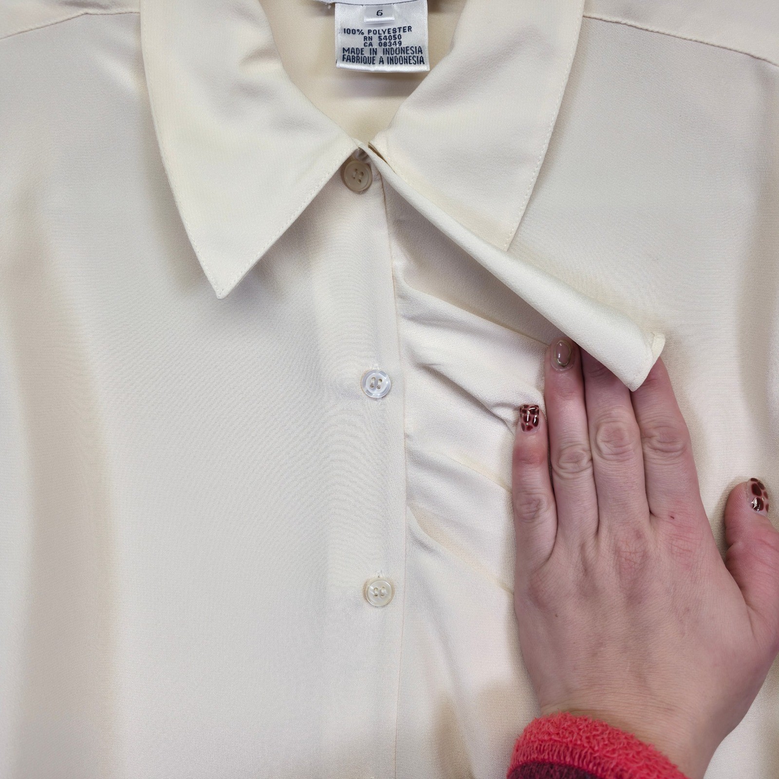 Rena Rowan Saville Blouse Womens 6 Cream Formal Office Elegant Old Money Vintage