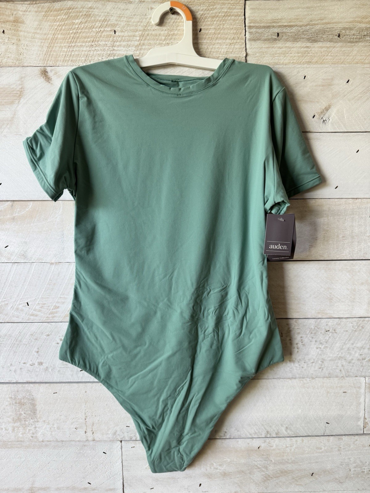 Auden Women’s Luxe Stretch Thong Bodysuit Light Green Size Medium