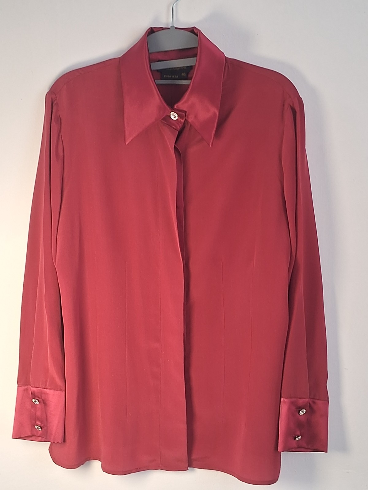 LUISA SPAGNOLI Silk Blouse Dark Red Burgundy Size IT 46 EU 40 US 10 UK 14