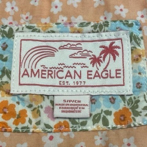American Eagle Retro Cottage Patchwork Top Small Floral Twee Oversized Layering