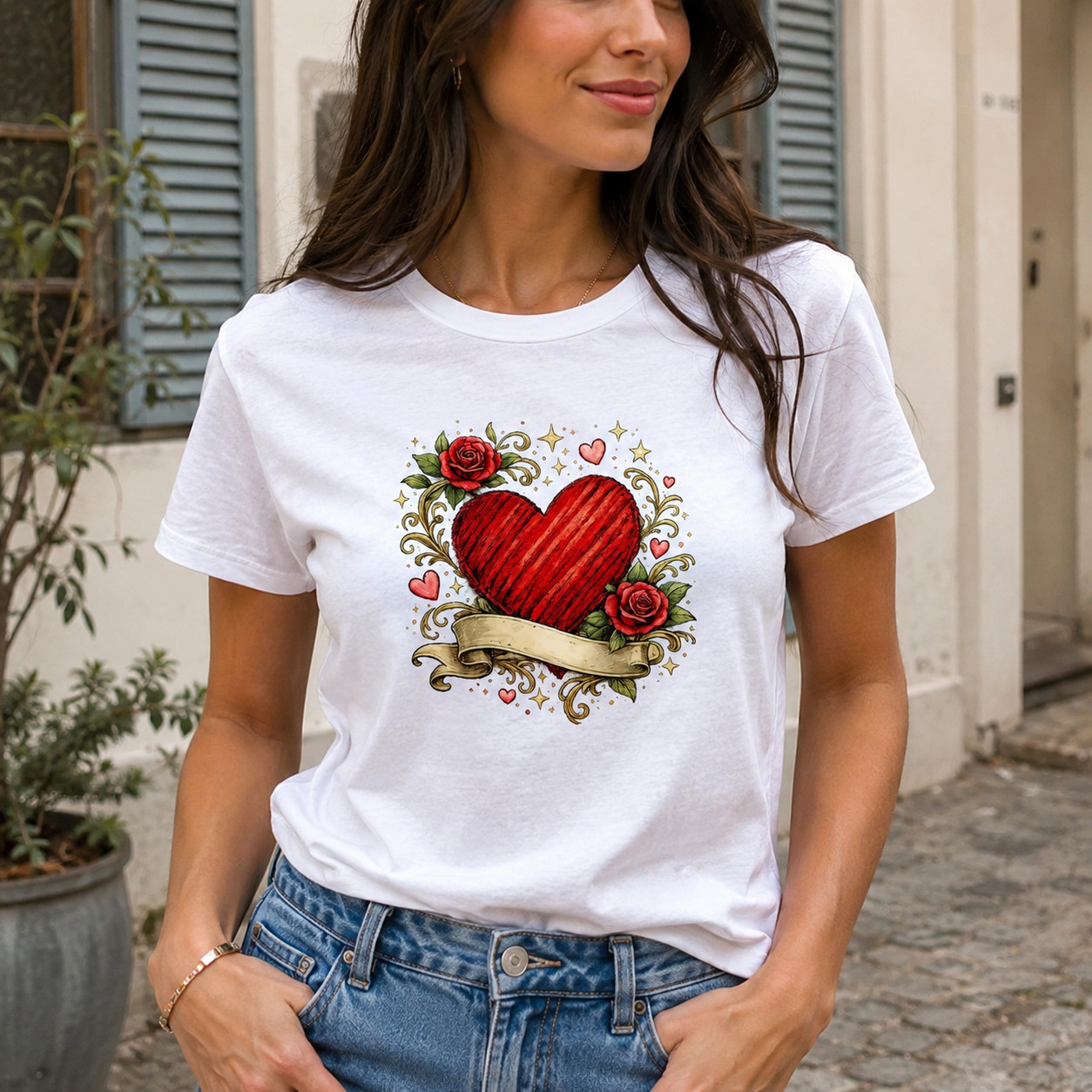 Women’s Heart Bird Graphic T-Shirt Cute Nature Casual Summer Tee Top