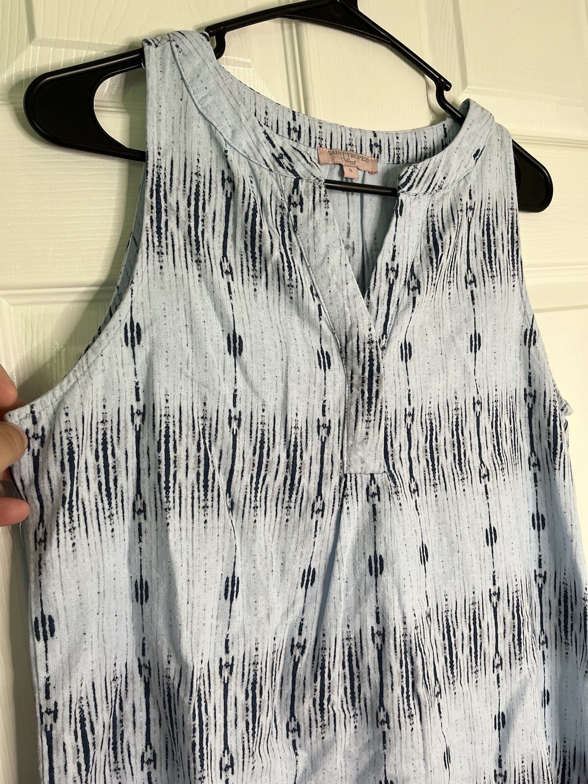 St Tropez West Blue Patterned Tunic tank top Women Size Small