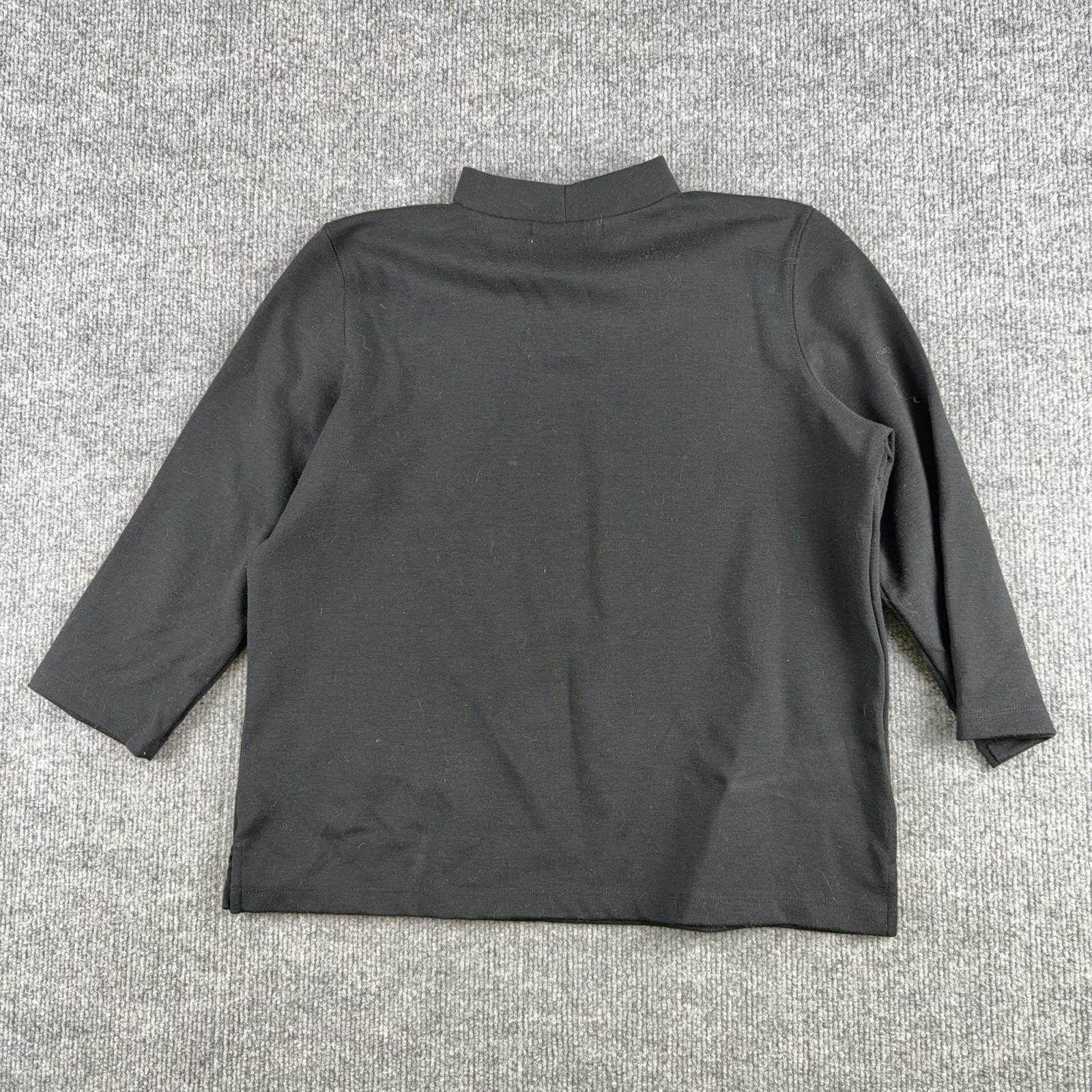 Josephine Chaus Shirt Womens Petite Small Black Mock Neck 3/4 Sleeve Basic Top