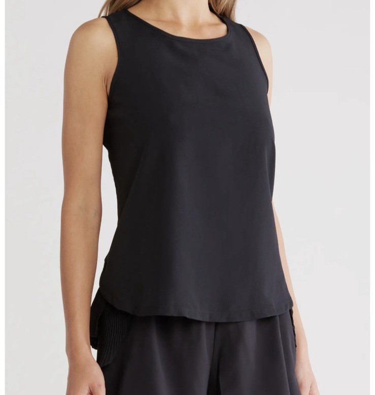 NWT Marika Black Manny Pleated Tank Women’s Size Small Athleisure Summer