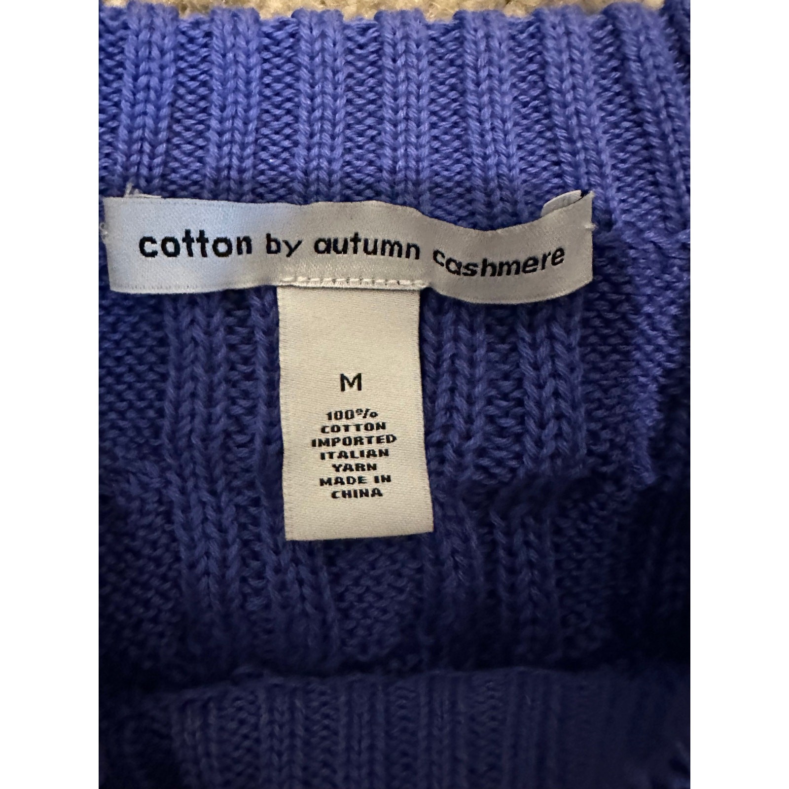 Autumn Cashmere Colbalt Blue Sleeveless Cable Knit Sweater Top Size M Preppy