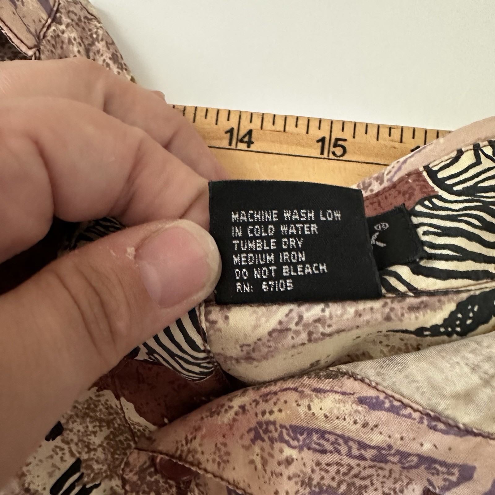 Avenue Silk Womens Zebra Patchwork Button Up Top Size M 100% Silk Art to Wear