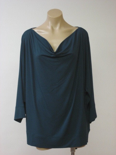 Eileen Fisher Viscose Jersey Stretch Drape Neck 3/4 Sleeve Top XL Xlarge NWT