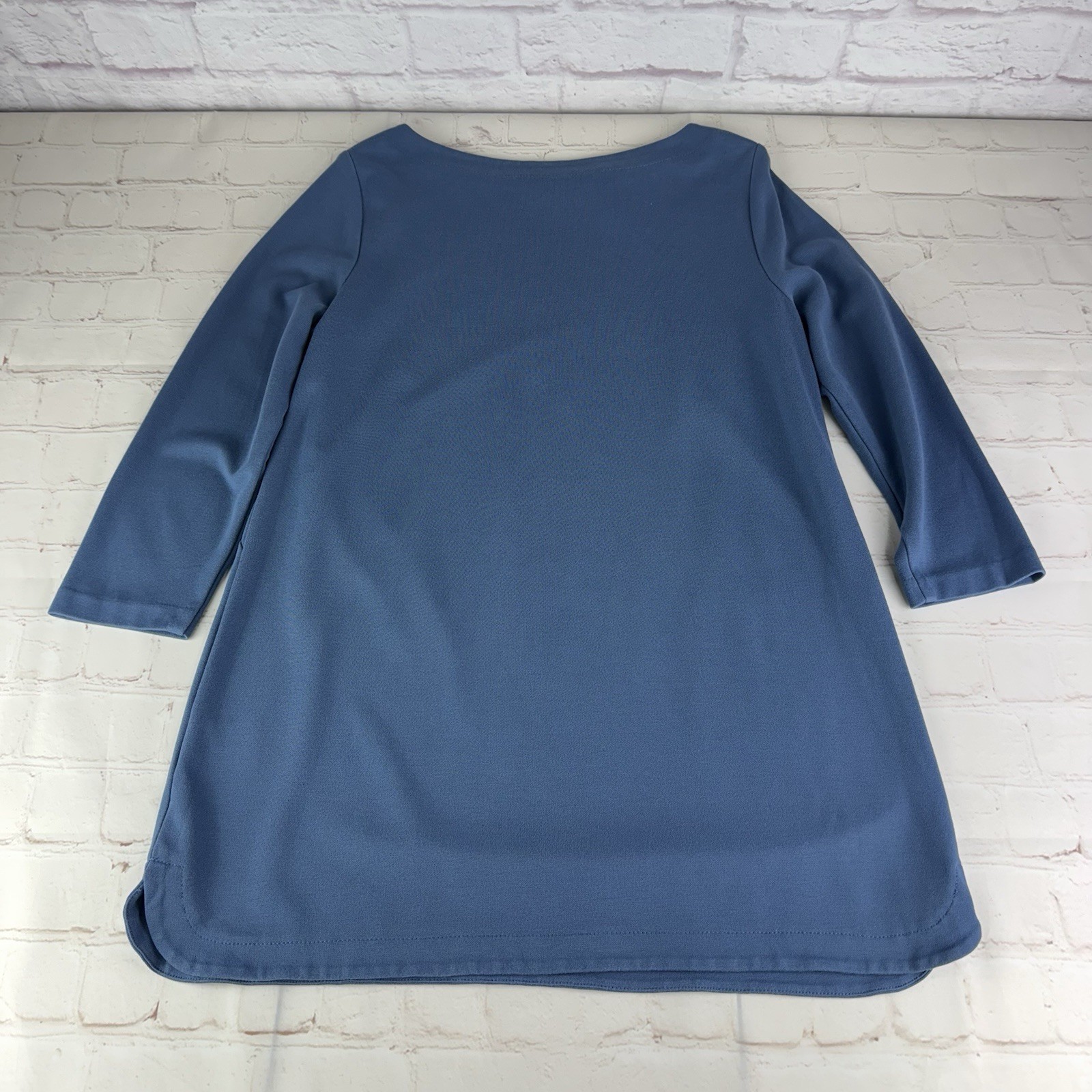 J Jill Ponte Knit 3/4 Sleeve Boatneck Tunic Top Cornflower Blue Women’s Medium