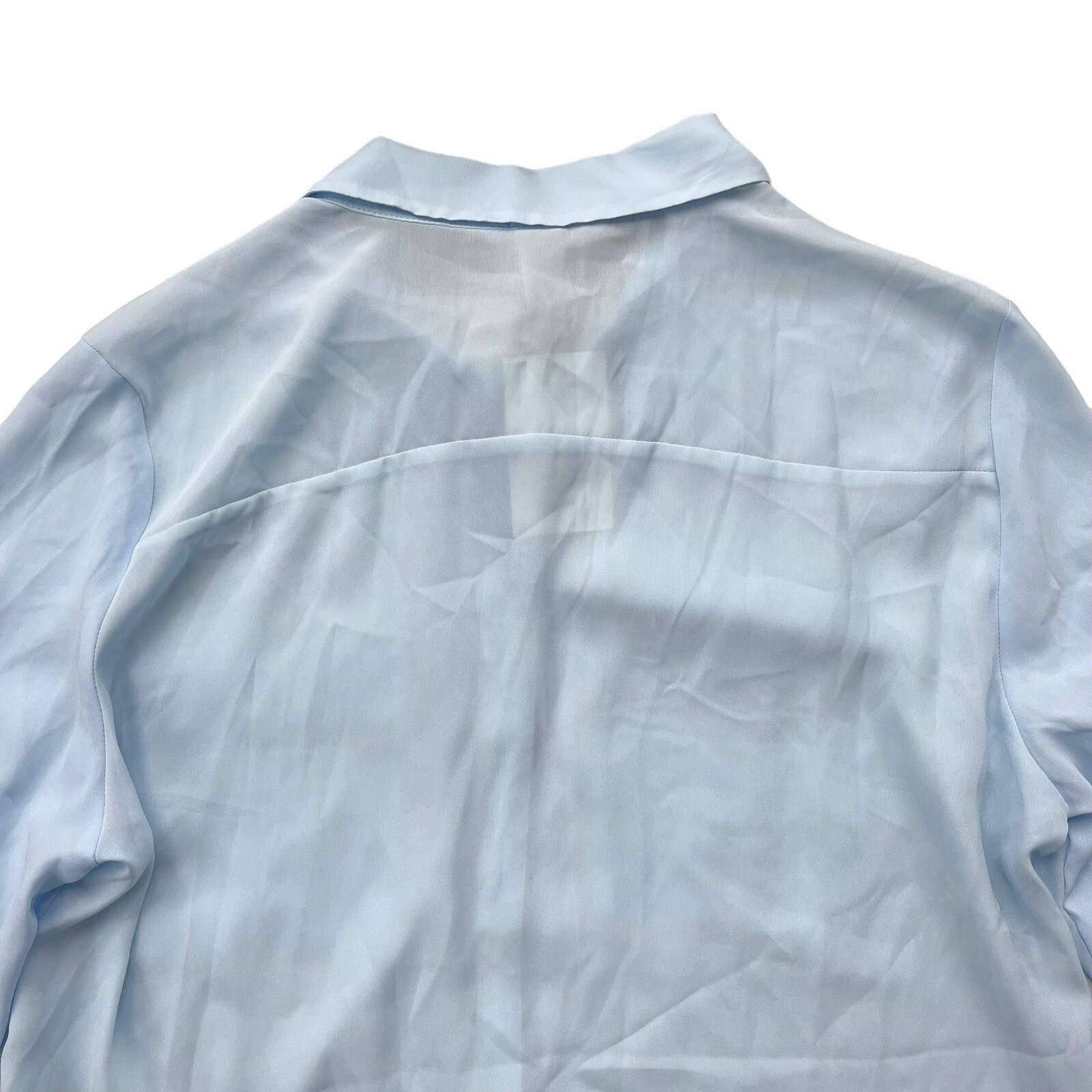 H&M Women’s Sz 12 Light Blue 3/4 Roll Tab Sleeves Lightweight Button Front Shirt
