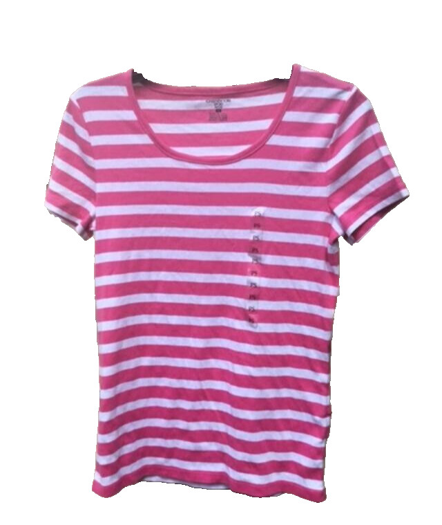NEW JONES NEW YORK WHITE PINK STRIPES COTTON TOP SIZE PS PETITE