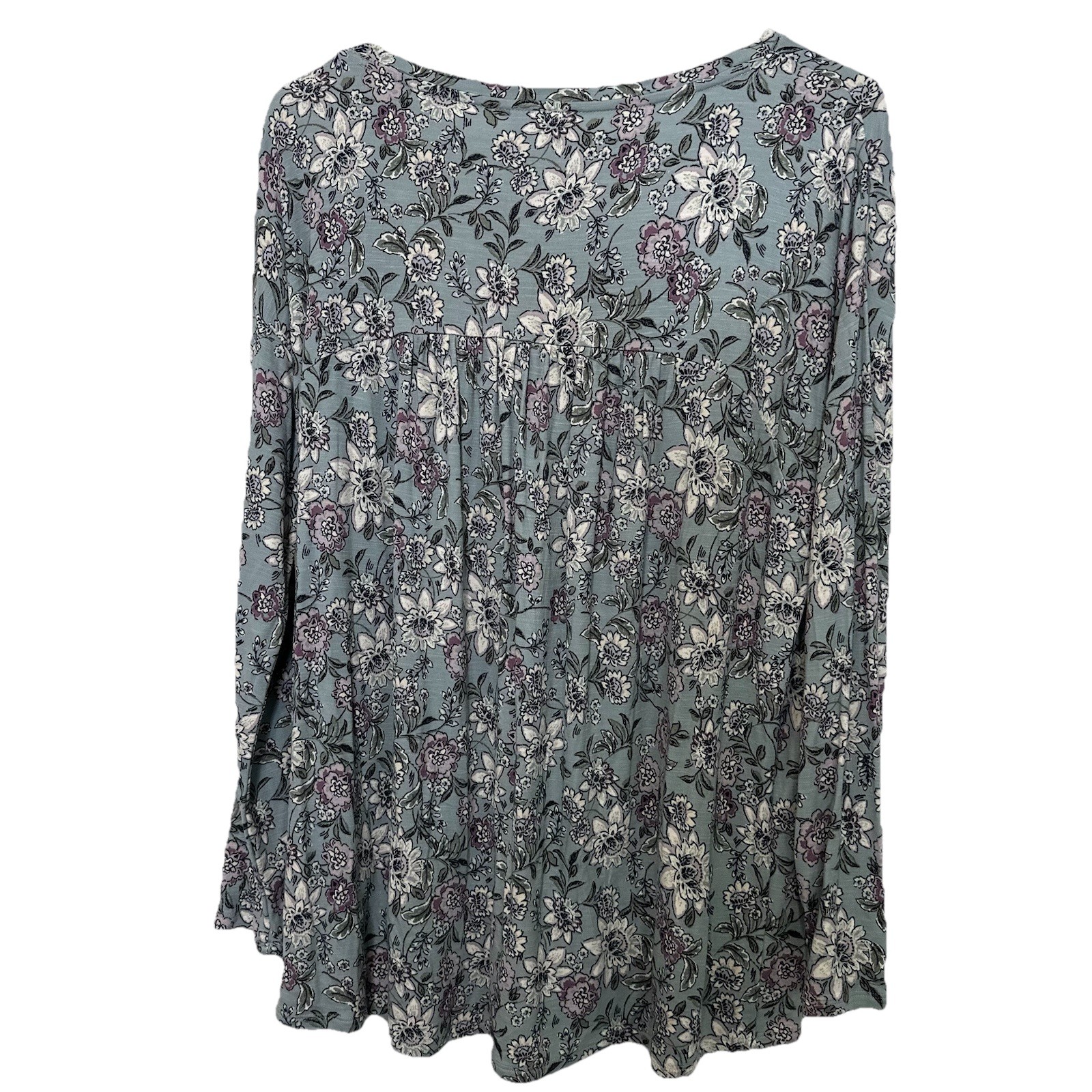 J Jill Top Blouse Multicolor Floral Long Sleeve Sleeve Pleated Back Tunic Tee
