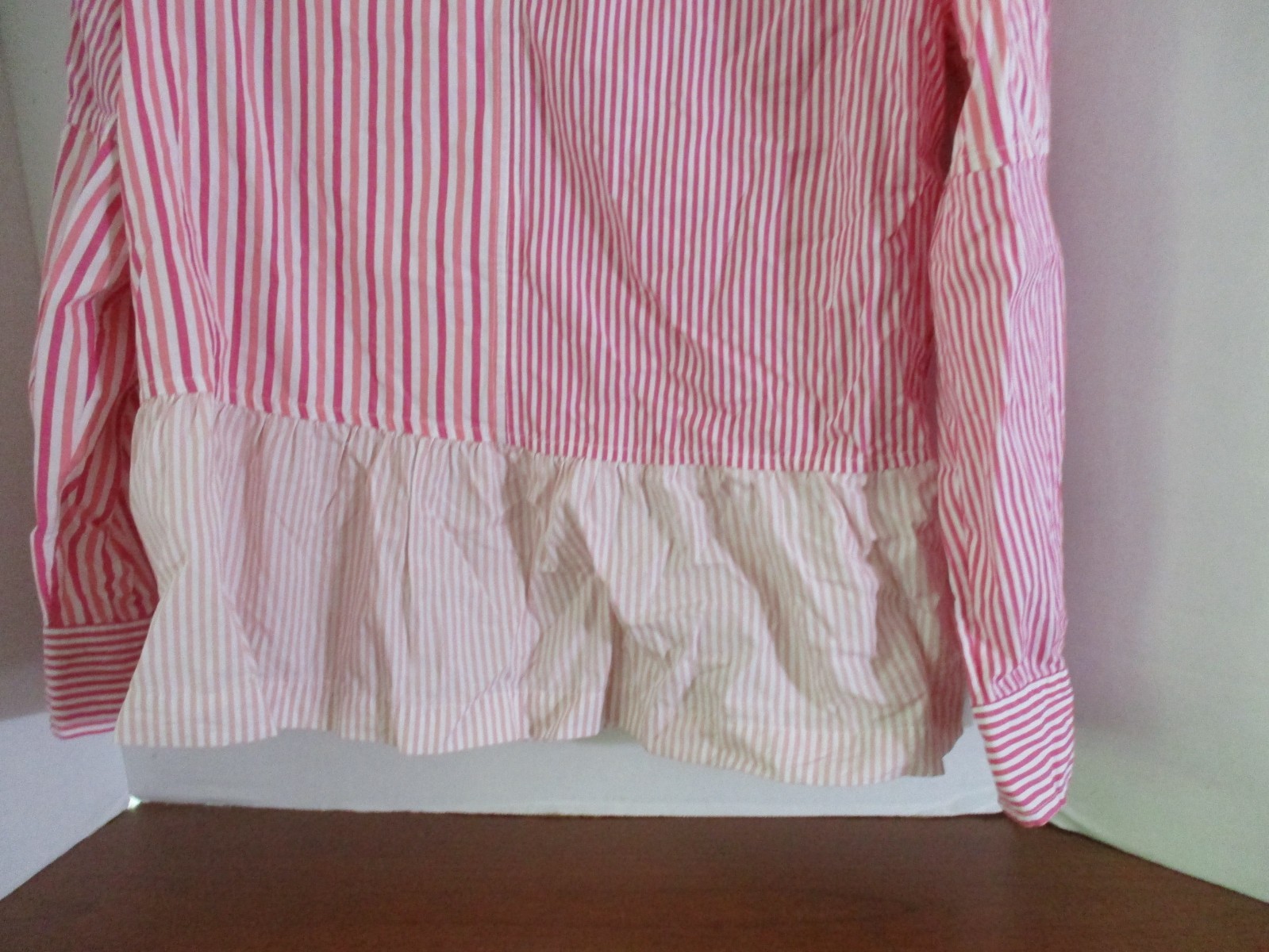 FREE ASSEMBLY~ Pink Striped LONG SLEEVE V NECK BLOUSE SHIRT TOP ~Women’s XL ~NWT
