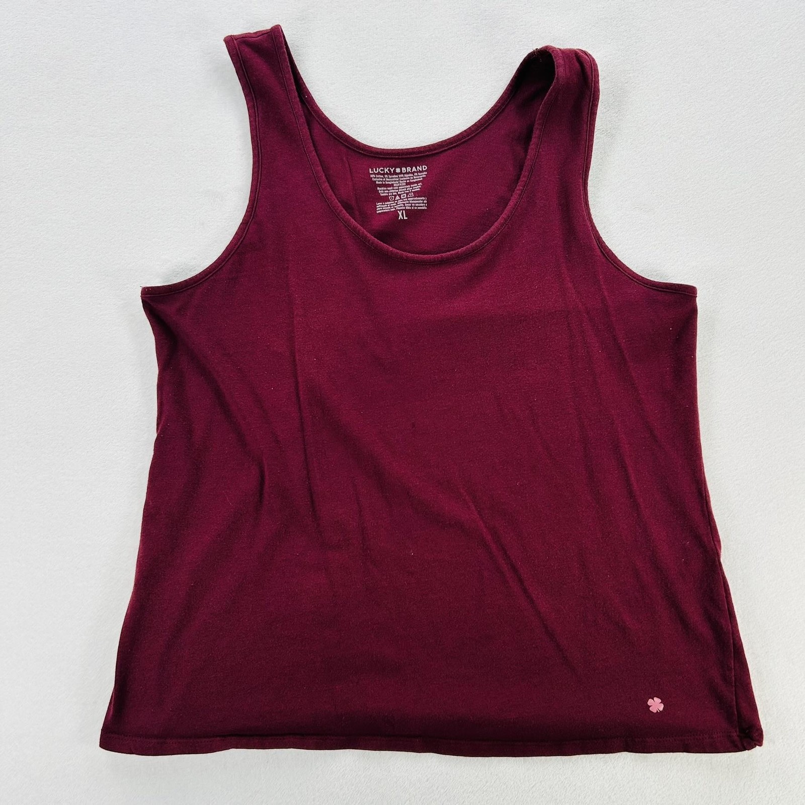 Lucky Brand Tank Top Womens XL Red Scoop Neck Sleeveless Stretch Jersey Tagless