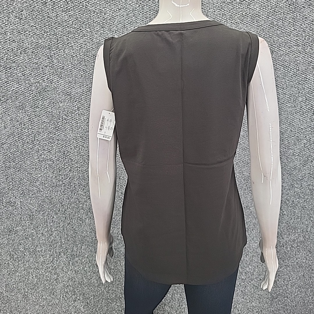 Christopher and Banks Womens Sleeveless Cotton Tank Top Medium Size Black Shirt