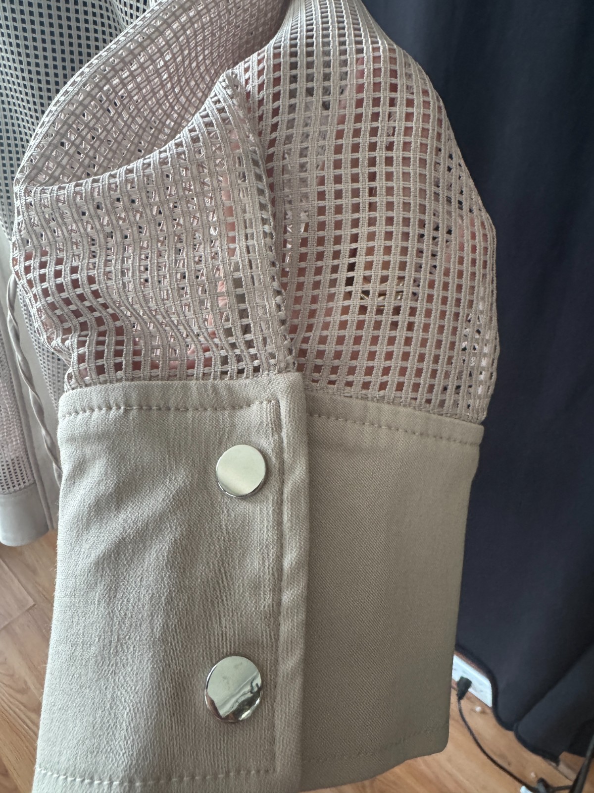 NWOT Wynne Layers Mesh Zip-Front Adjustable Waist Jacket Women’s XL, Light Mocha