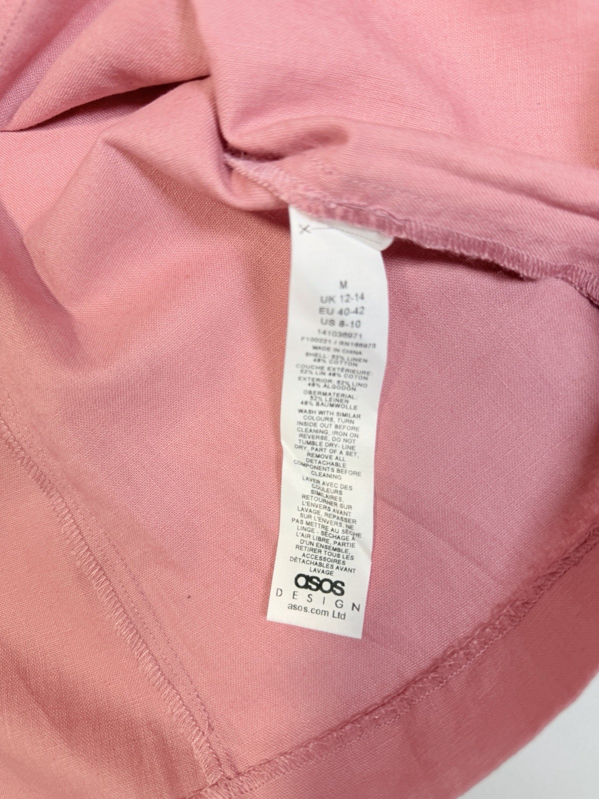 ASOS DESIGN Linen HalterNeck Tailored Top Bead Detail Pink Size Medium US 8-10