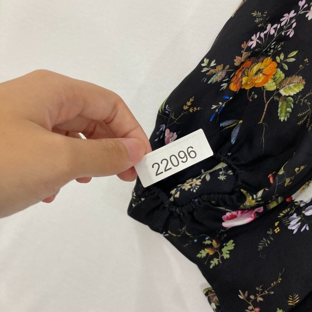 ACROBAT Medium Dark Floral V Neck Dolman Sleeve Pure Silk Blouse Feminine