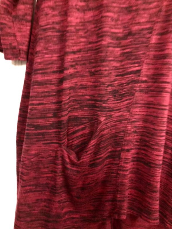 Virtuelle Taking Shape Burgundy Patterned Red Half Sleeve Long Tshirt 14 uk
