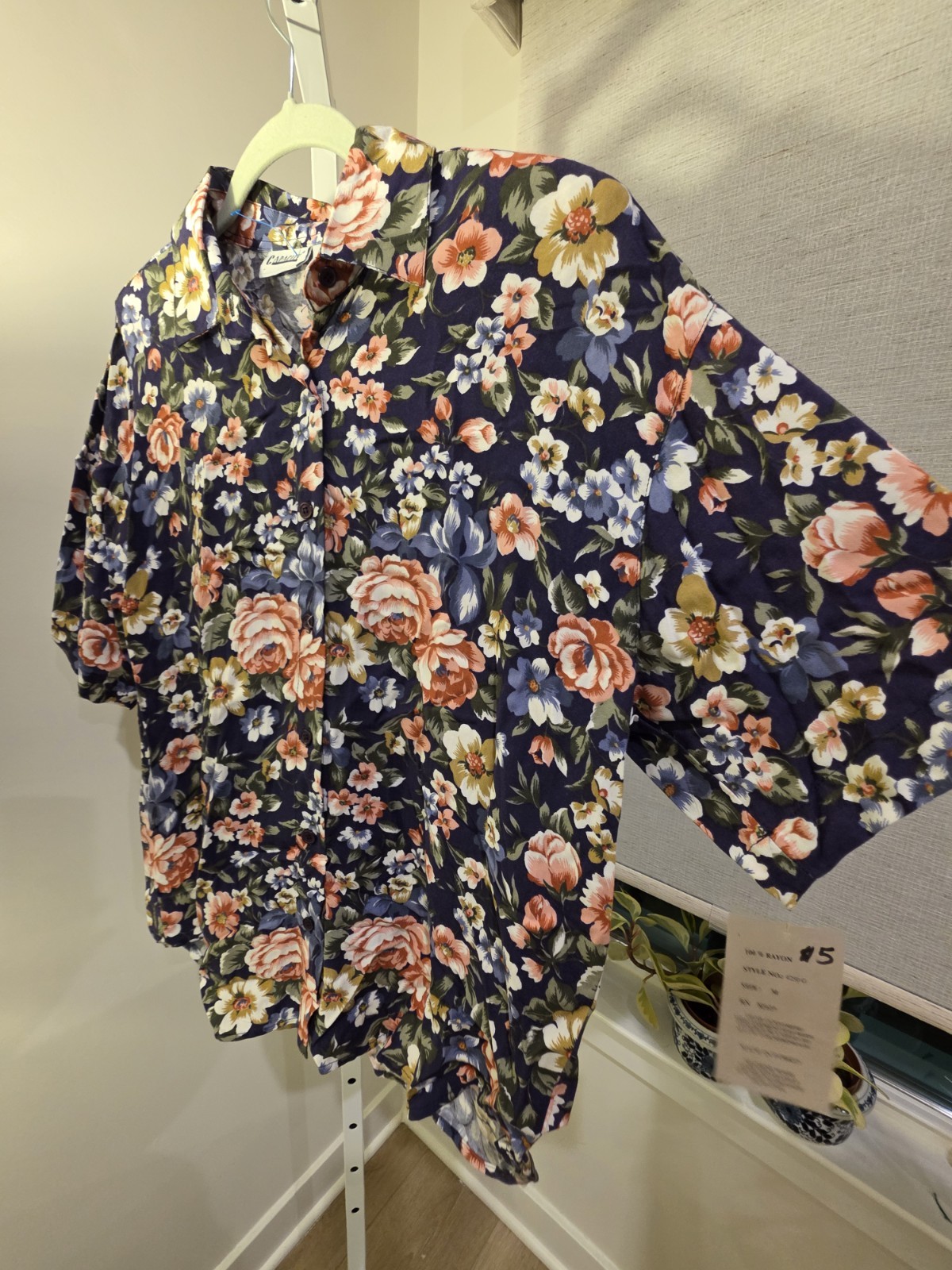 VTG Floral 90s Button Down Rayon Short Sleeve Blouse Deadstock NWT Cottage Camp