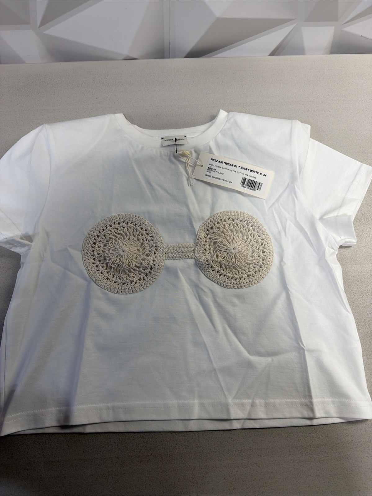 MAGDA BUTRYM Crochet Bra Tshirt Size 34