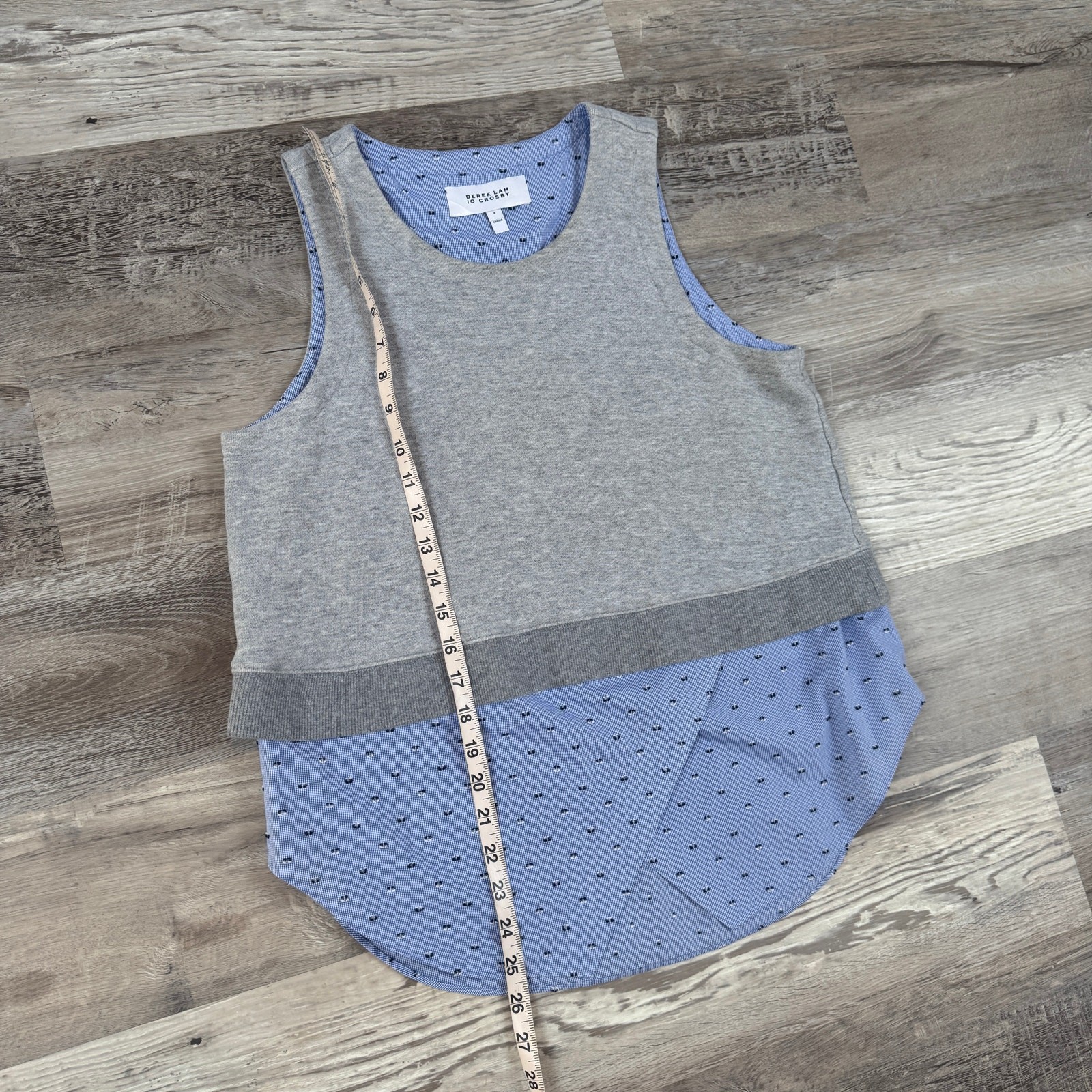 Derek Lam 10 Crosby Layered Sleeveless Sweatshirt Top Gray Blue Preppy Office 6