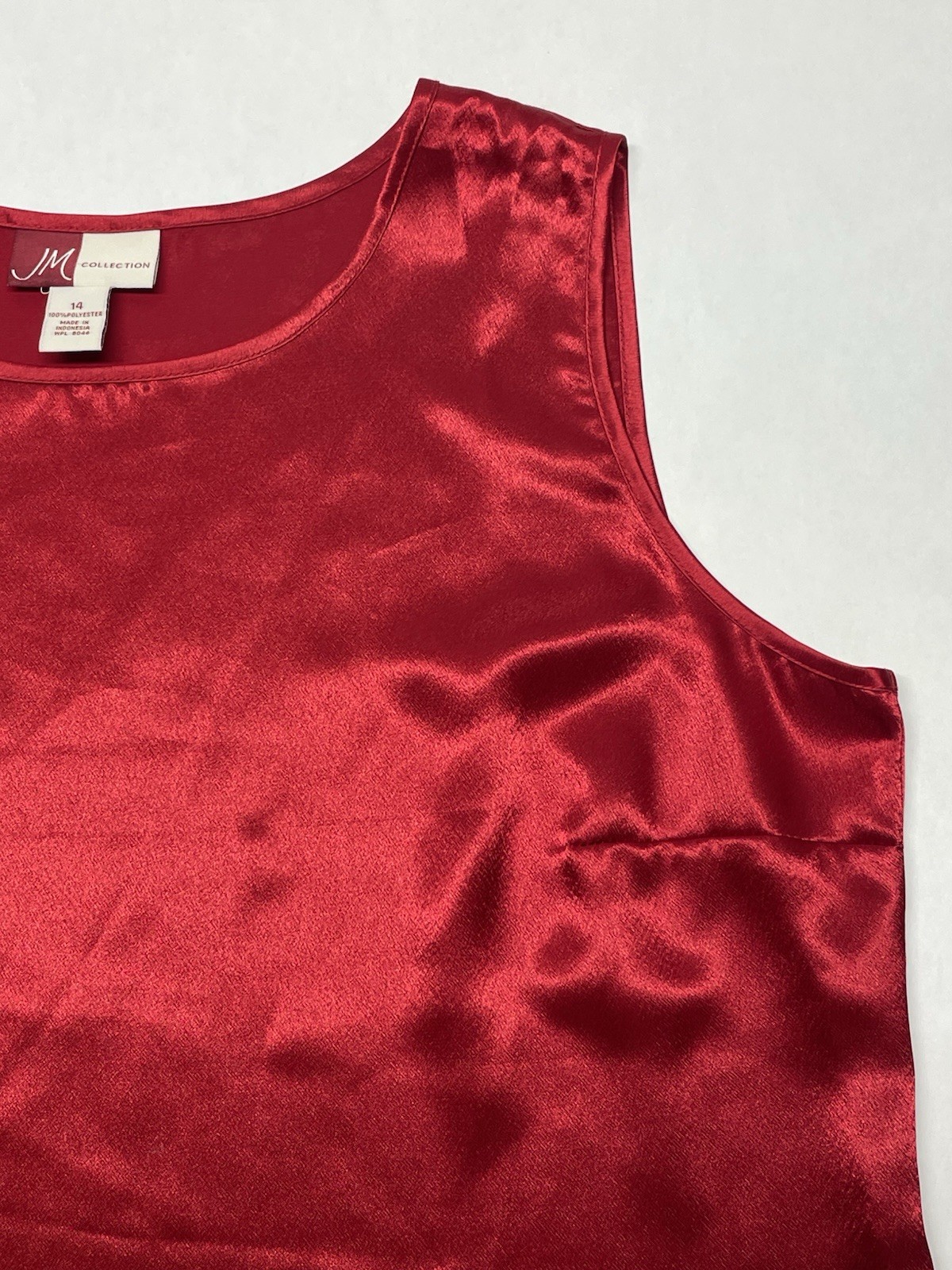 Vtg Red Satin Silky Feel Tank Top Sz 14 Whimsigoth Sultry Vampy Dark Romantic