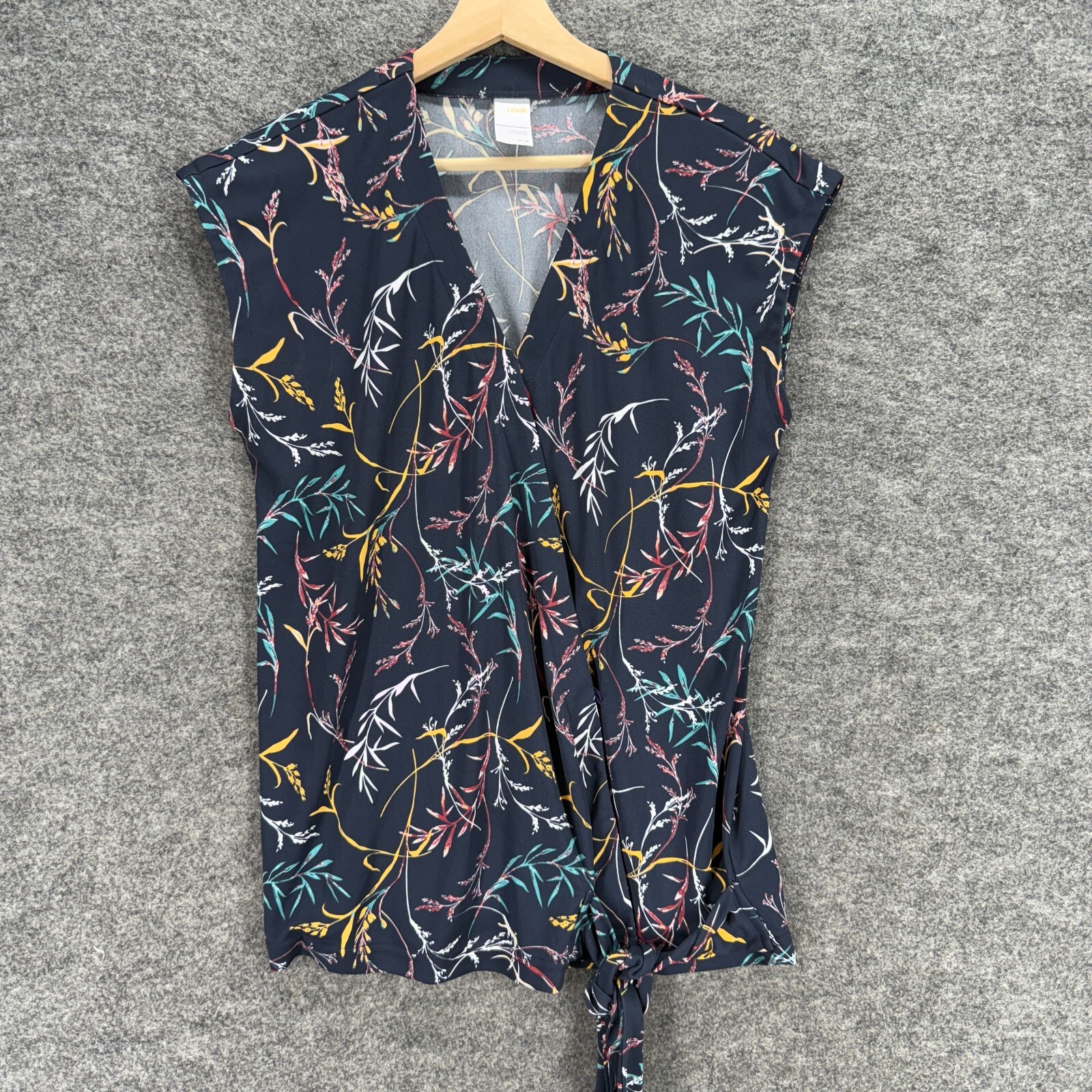 Lole Blouse Women M Blue Floral V-Neck Sleeveless Wide Strap Casual