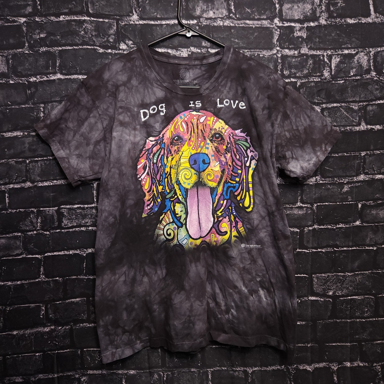 The Mountain Womans XL Gray Tie Dye Dog Is Love Shirt