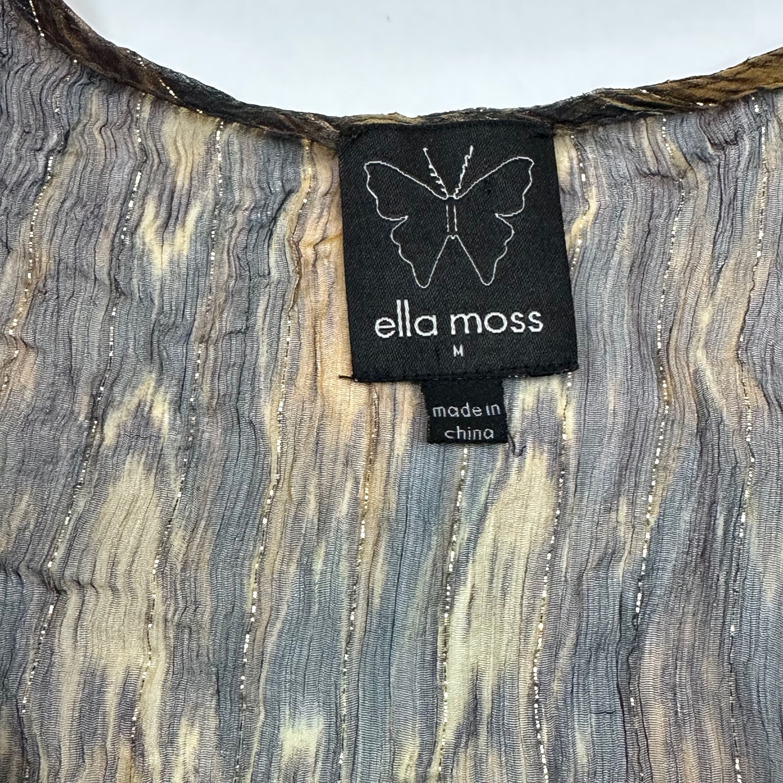 ELLA MOSS Anthropologie Womens size Med Ruffle V Neck Top Sleeveless Silk Blouse