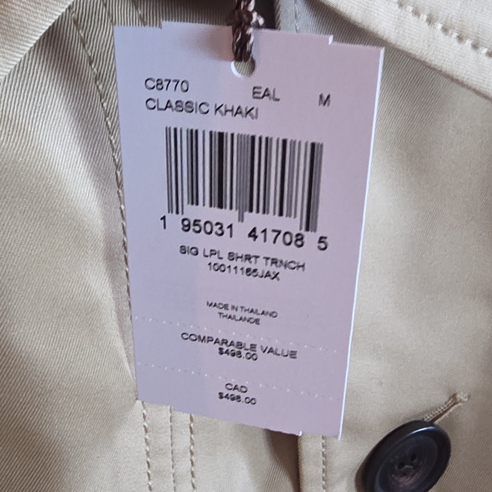 COACH Khaki Belted Double-Breasted Trench Coat Women’s Regular Size M