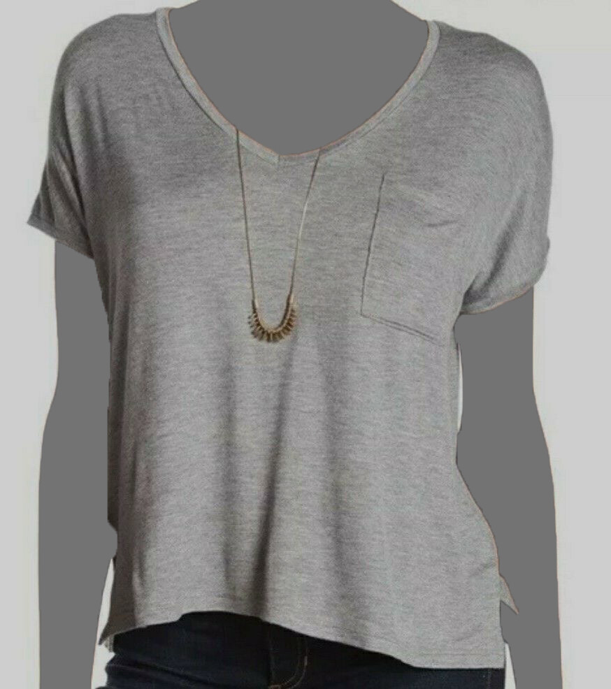 $68 PST by Project Social T Women’s Gray Short Sleeve V-Neck T-Shirt Top Size XL