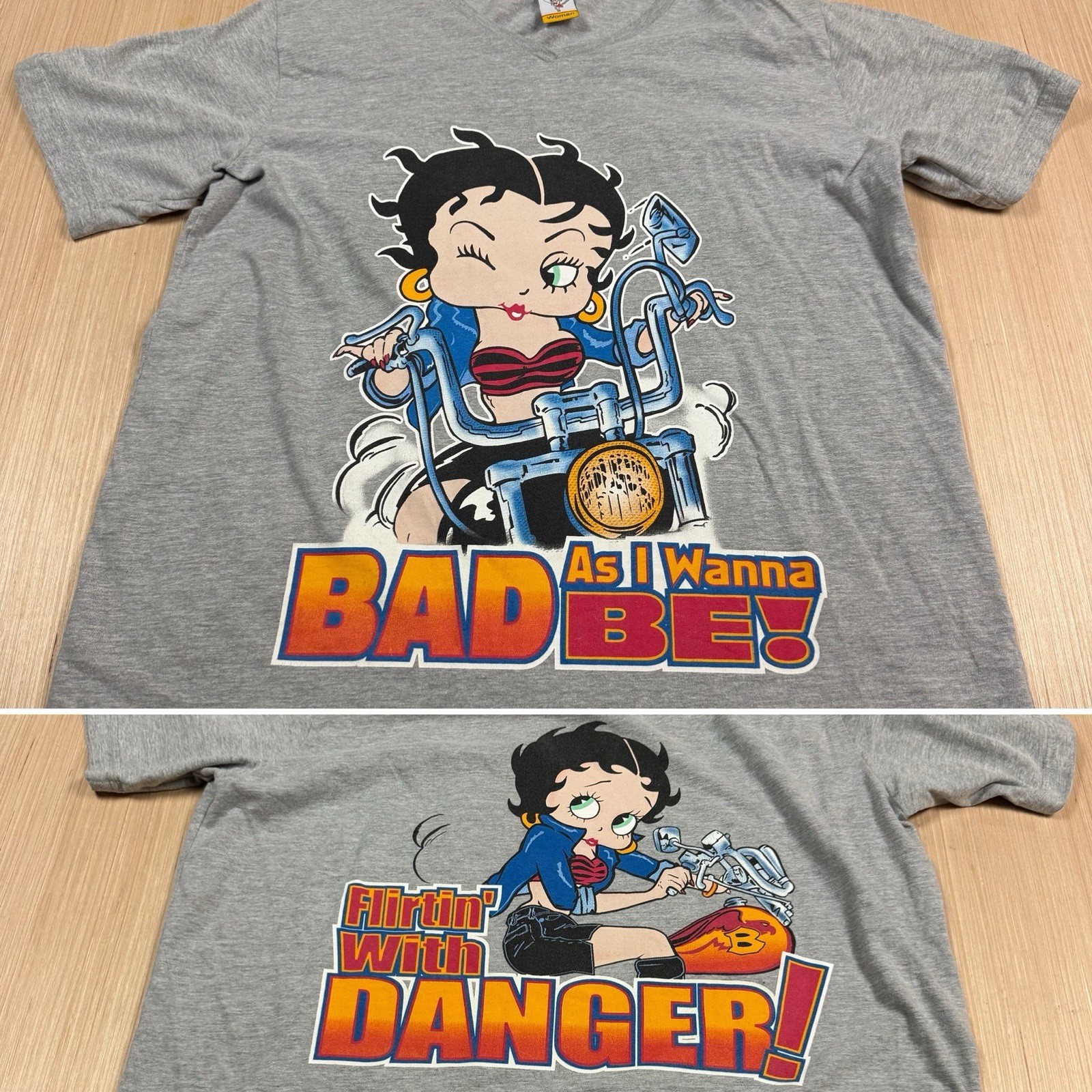 Vintage Betty Boop 90s y2k Biker Motorcycle T Shirt Bad as I Wanna Be XXL