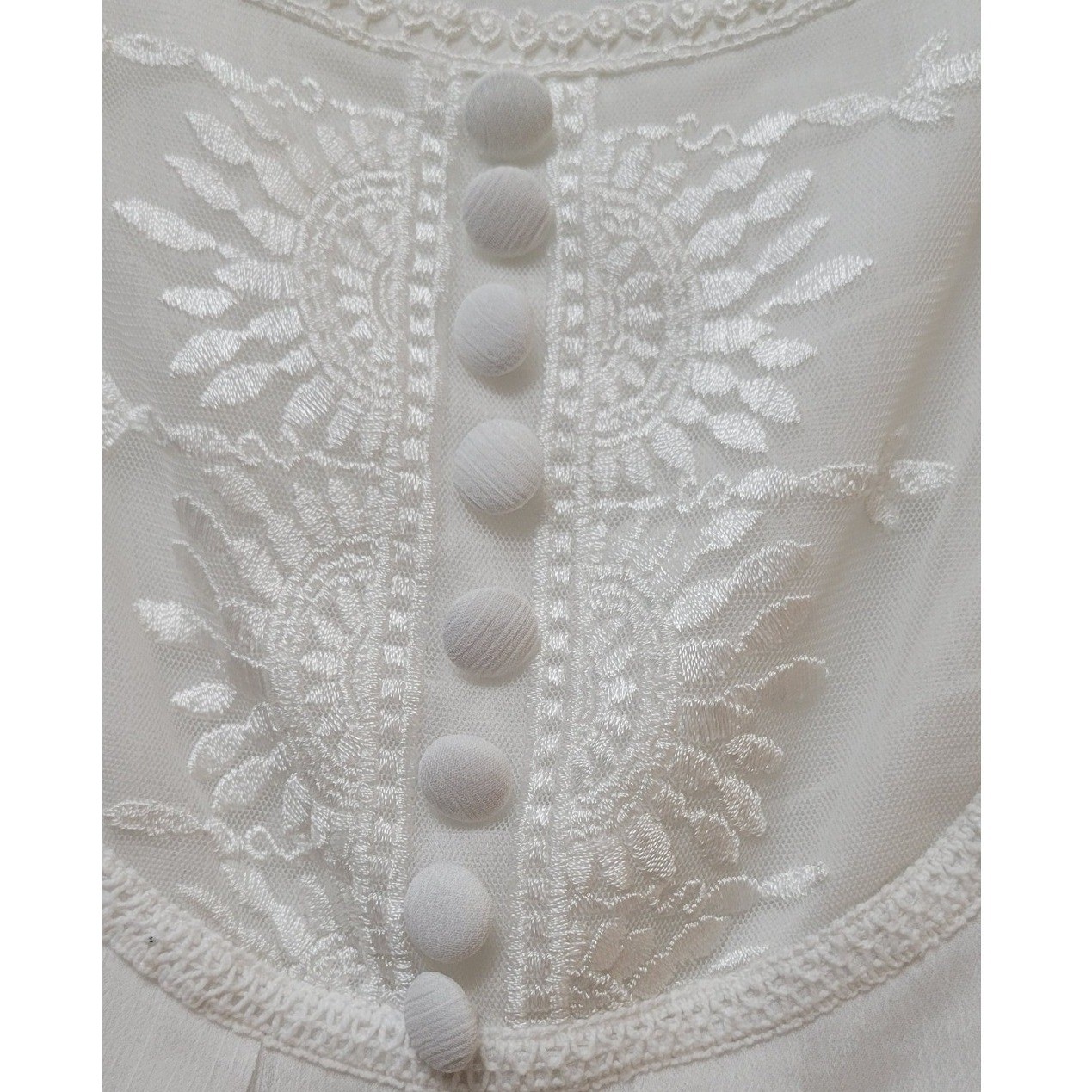 Boho Peasant Fairy Embroidered Lace Trim Tunic Blouse