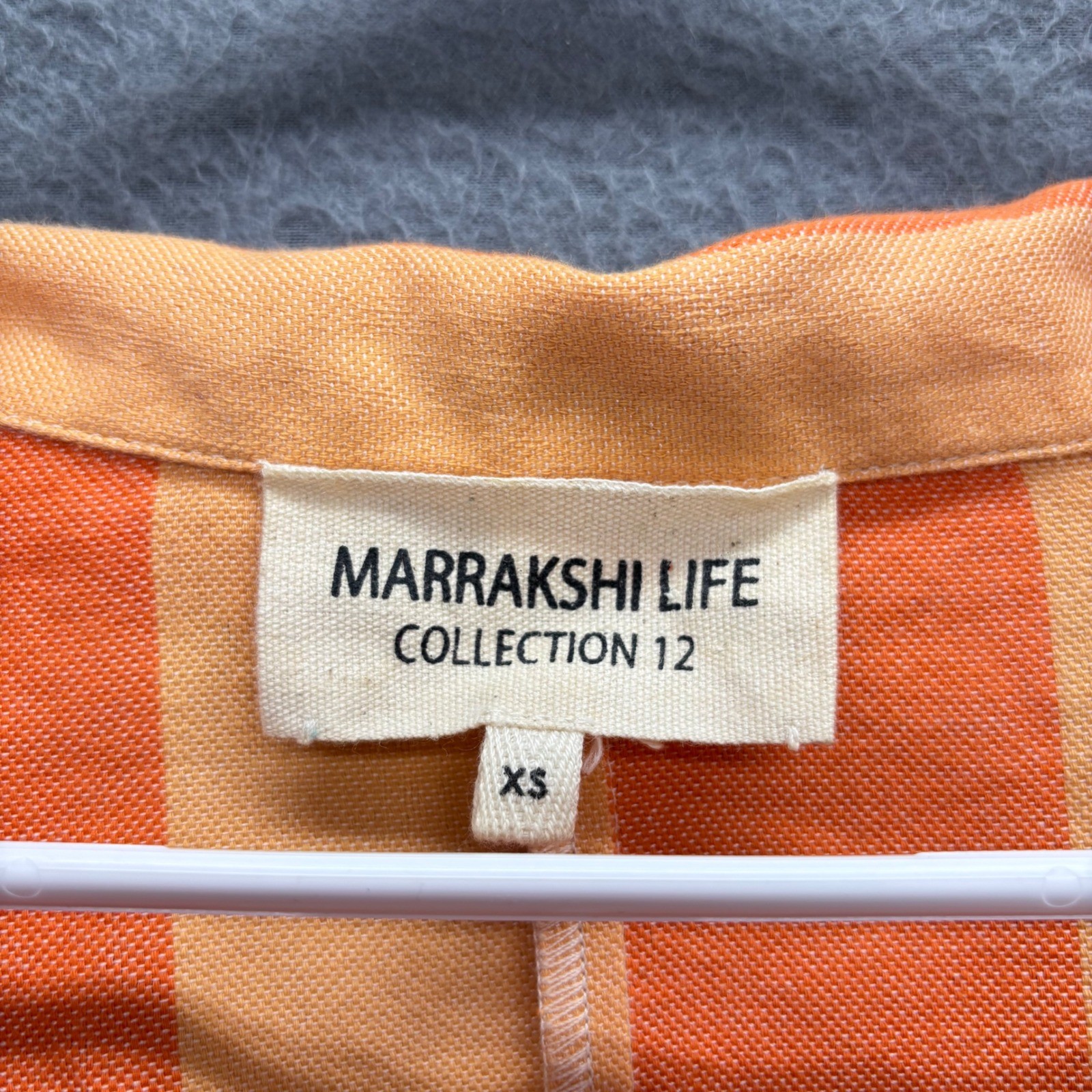 Marrakshi Life Collection 12 Orange Striped Cotton Caftan Tunic Top Oversized XS