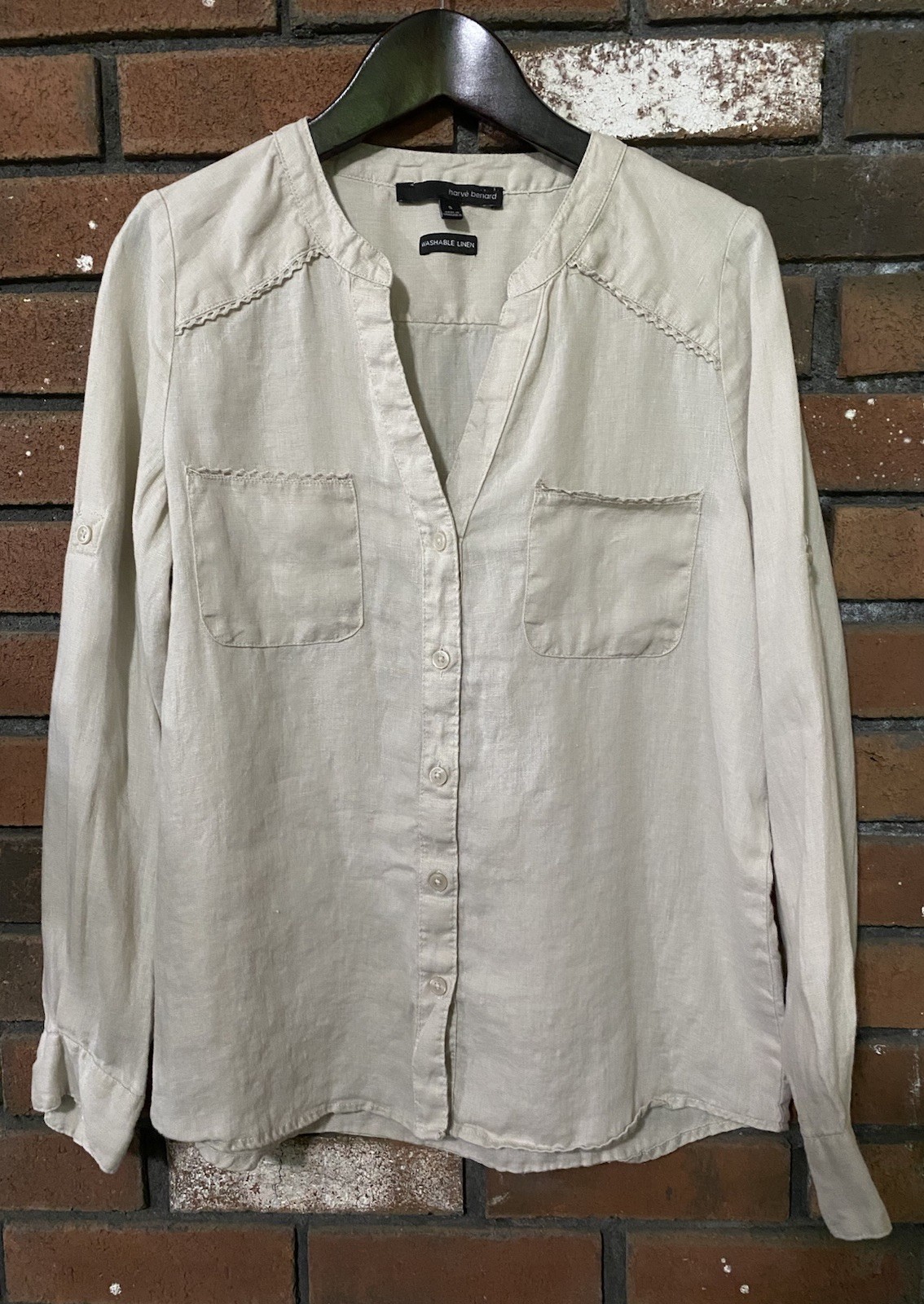Harve Benard Women’s S Washable Linen Button Up Blouse Shirt