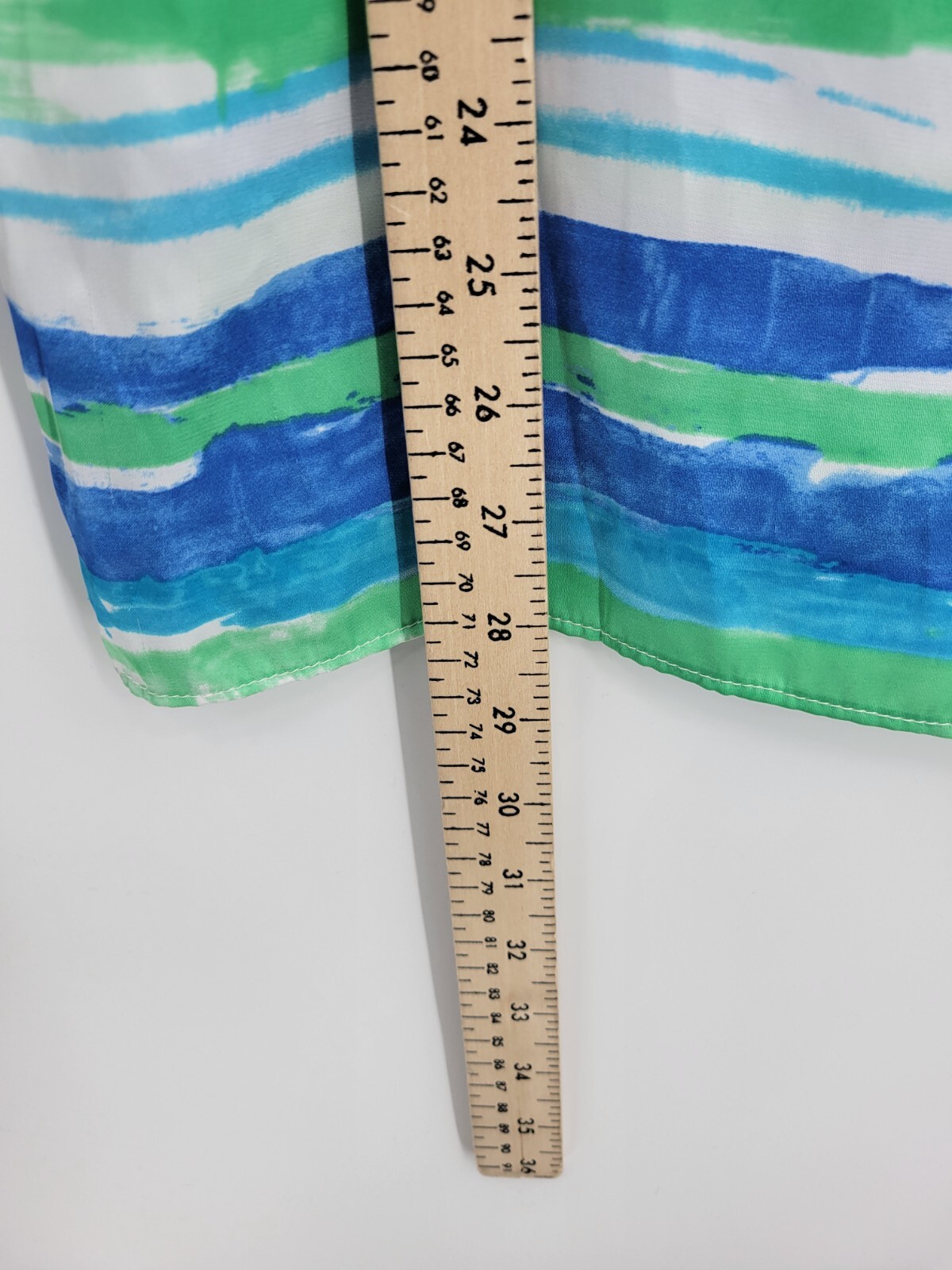 Lauren Ralph Lauren Top Womens Small Green Blue Watercolor Stripe Artsy Flowy