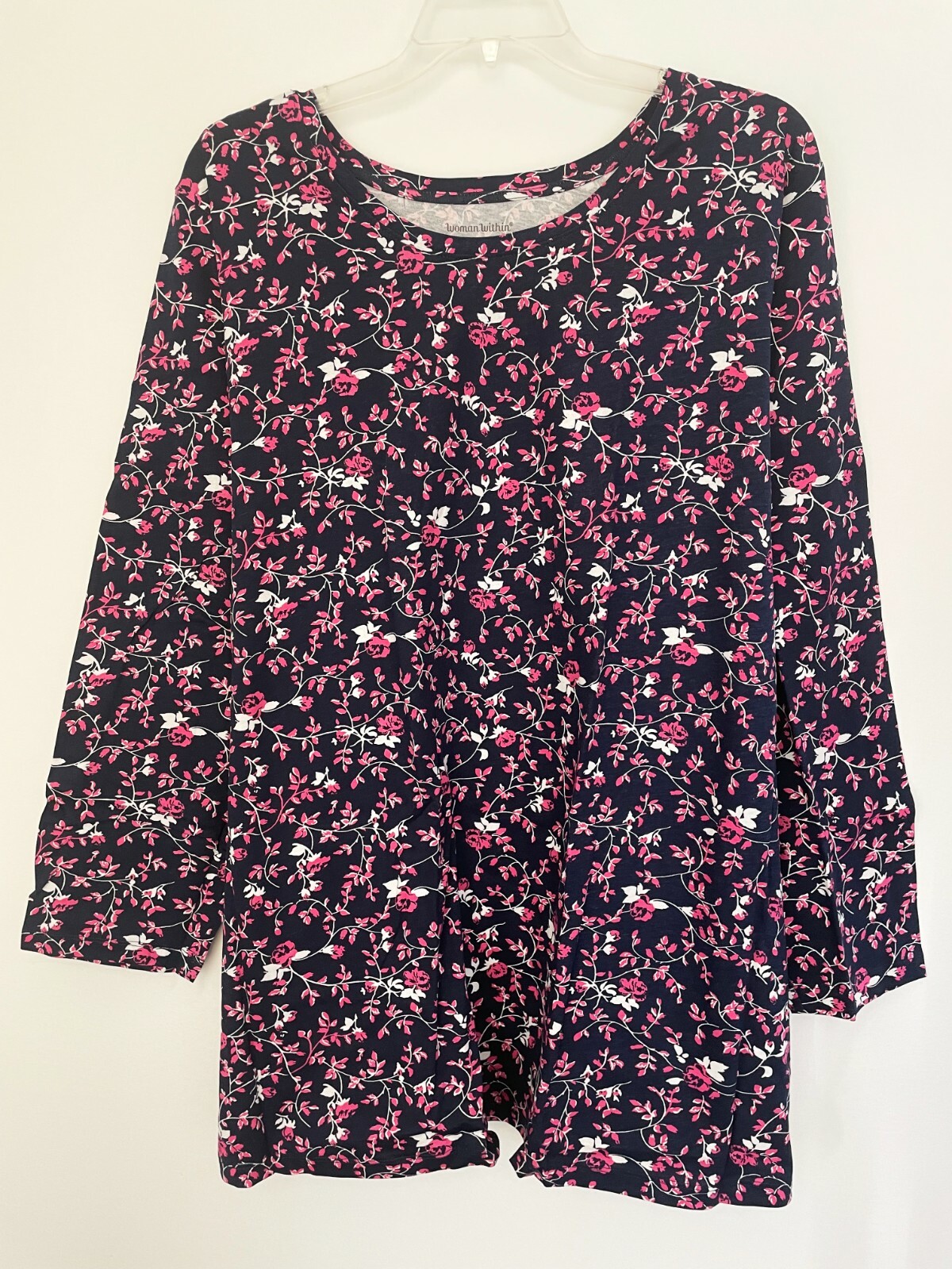 Womens PLUS SIZE 4X 5X 34/36 38/40 COTTON Floral Long-Sleeve Tunic Top length 32