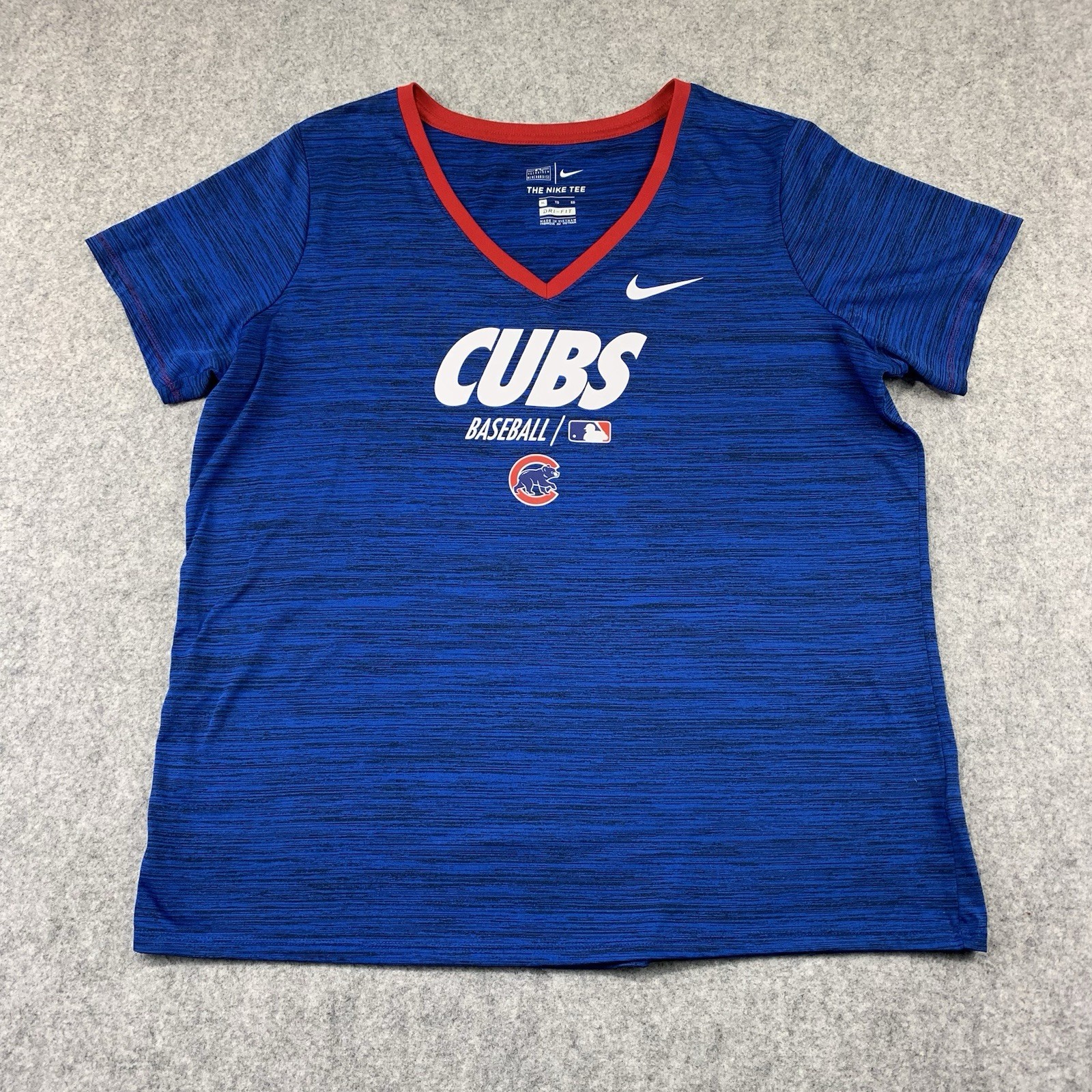 Nike Cubs Baseball Dri Fit T Shirt Womens XL Blue MLB Athletic Tee Lightweight