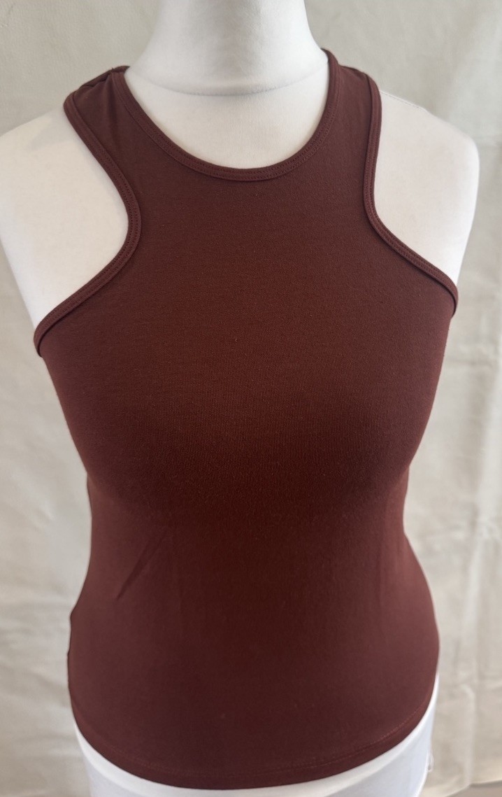 Plein Sud Tank Top: Scooped Slim Brown Bric XS