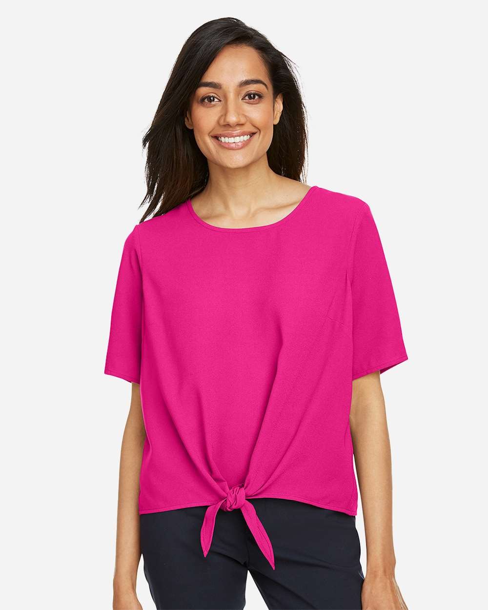 🔥 Devon & Jones Women Perfect Fit Tie Front Blouse Shirt Up To 3XL DP617W