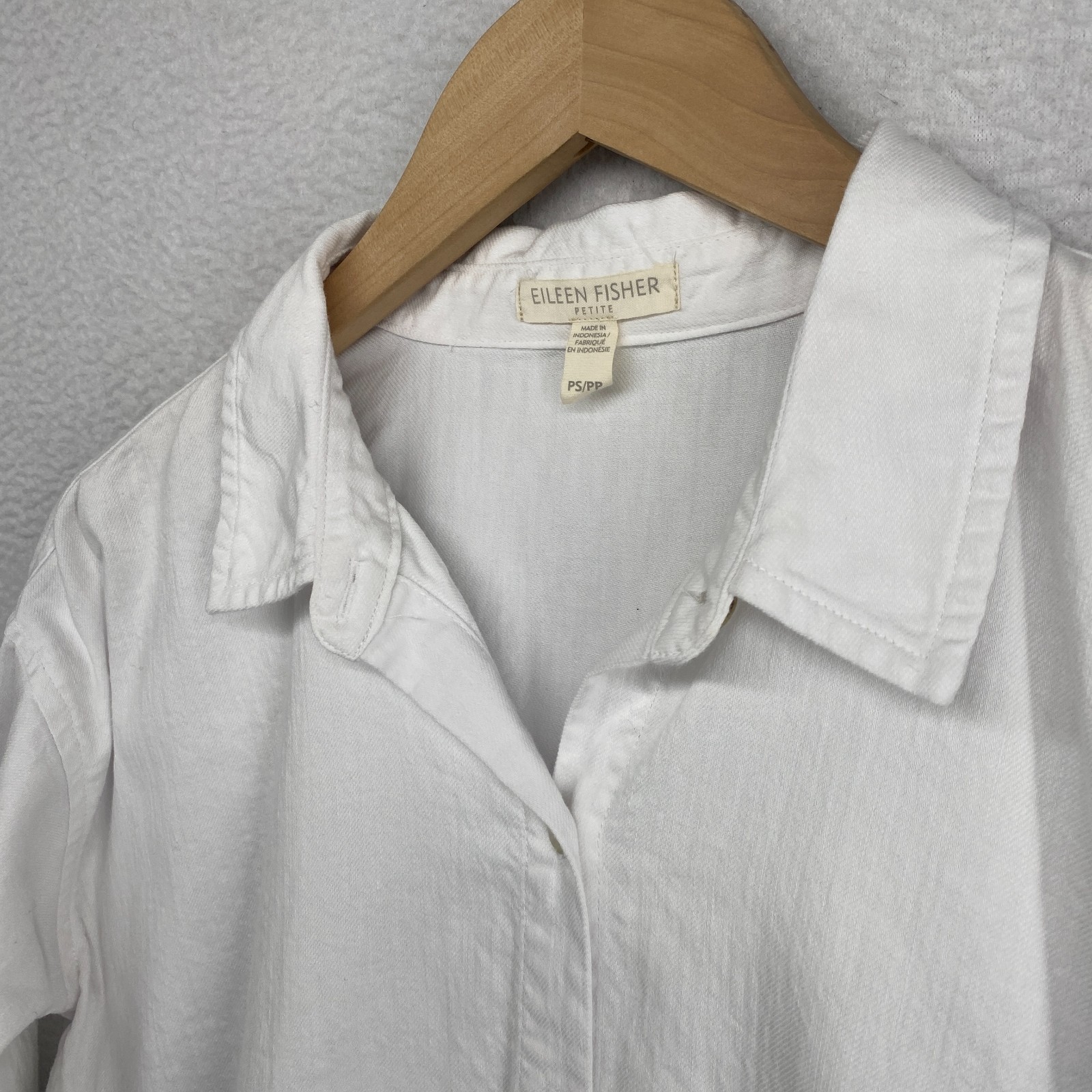 EILEEN FISHER Top PS Soft Organic Cotton Twill Shirt Oversized Button Up White