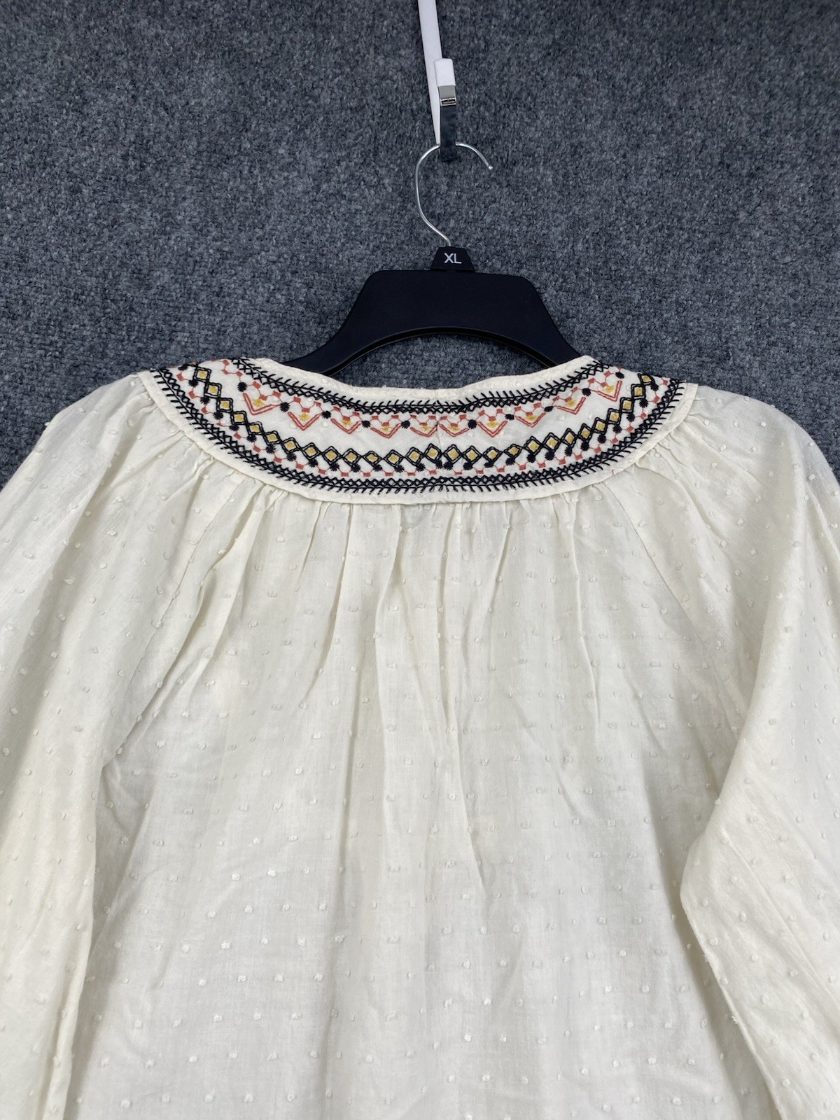 Max Studio Boho Folk Traditional Peasant Off White Embroidered Women’s Medium