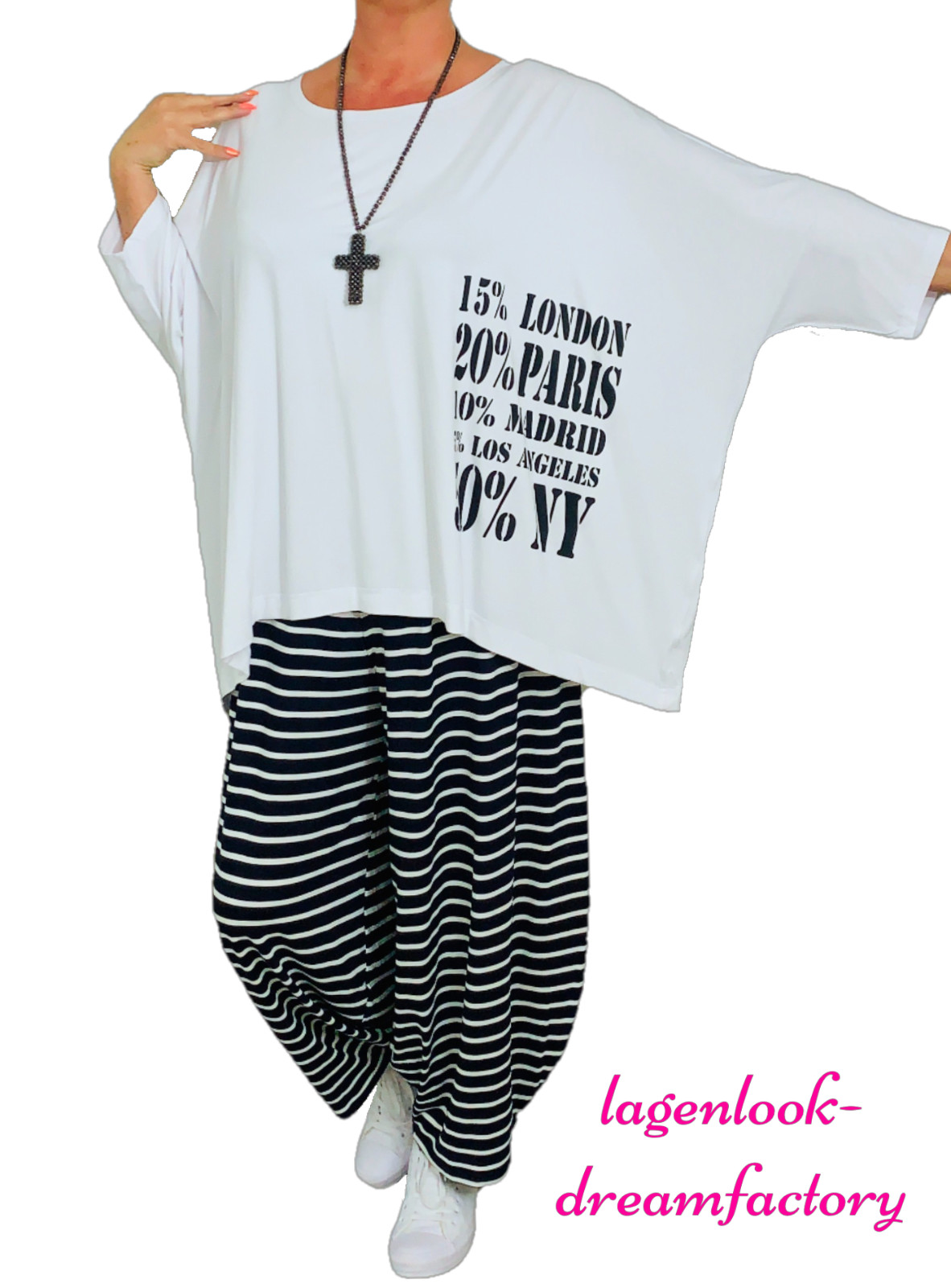 MYO-Lagenlook Oversize Big-Kasten-Shirt Tunika NY-Print 46,48,50,52,54,56,58