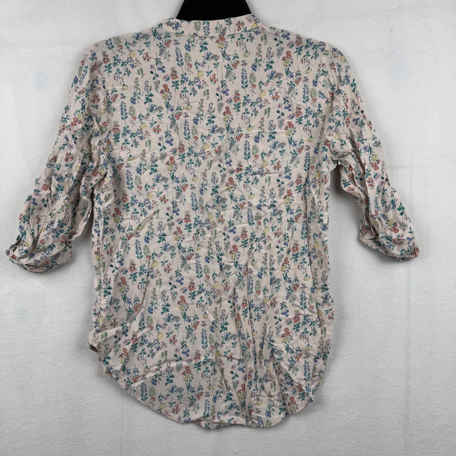 RolyPoly Floral Print Blouse Women’s Medium 3/4 Sleeve Zipper Pocket Top